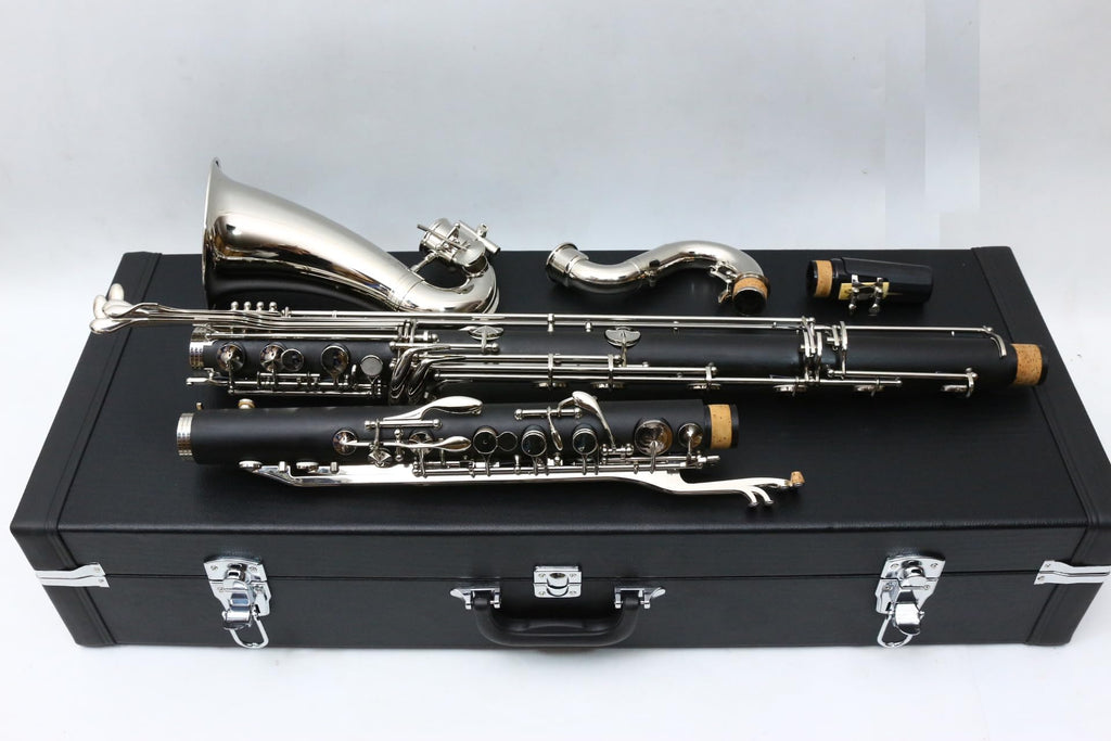 Vetimobato Advance Bass Clarinet Low E Bb flat Synthetic Wood LOWE Clarinete profesional Level Nickel Plated keys with Case Easy blowing (Low E Bb key)
