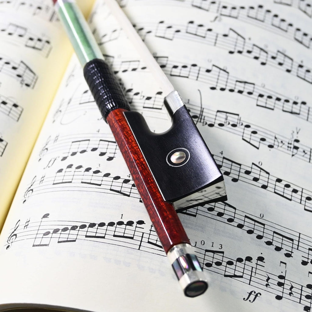 Carbon Fiber Core Hybrid Peranmbuco Skin Violin Bow 4/4 Size VINGOBOW 127V Master Level Fleur-de-lys Snakewood Frog 4 4 Full Straight Premium Natural Horse Hair for Porfessional Player …