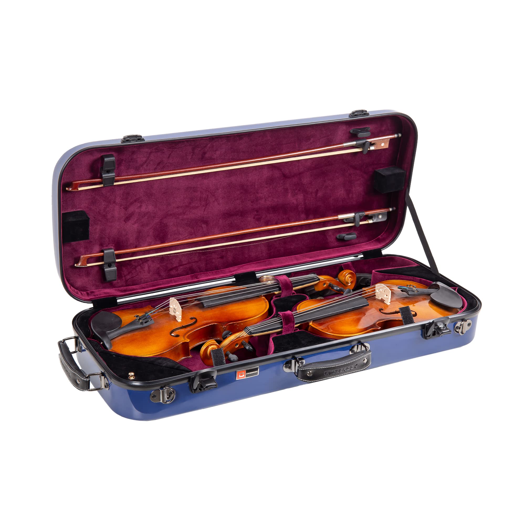 Crossrock Fiberglass Violin Case for 4/4 Full Size – Glossy Mint Blue Contoured Shell, Velvet Suspension Interior, Backpack Straps – Lightweight & Stylish (CRF1020VMB)