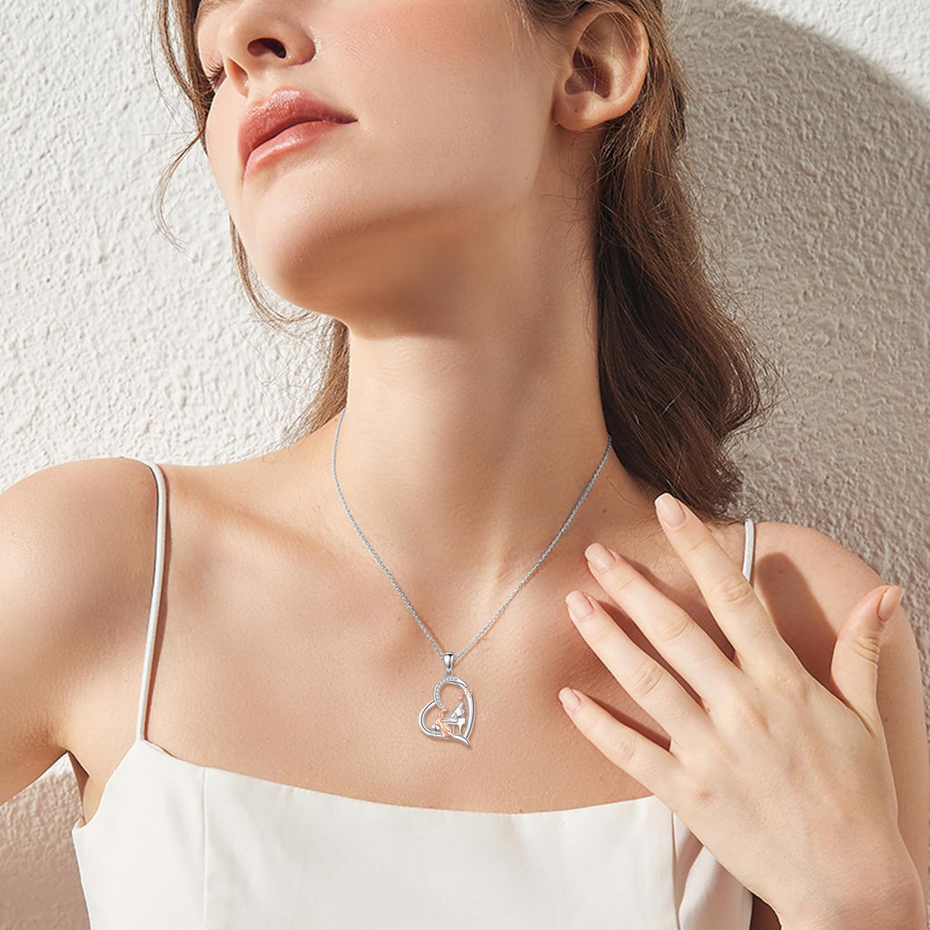 Sterling Silver S925 Ballet/Violinists/Gymnastics/Cello/Runner/Tennis/Piano/Artist Necklace Jewelry Gifts for Women Christmas Gift