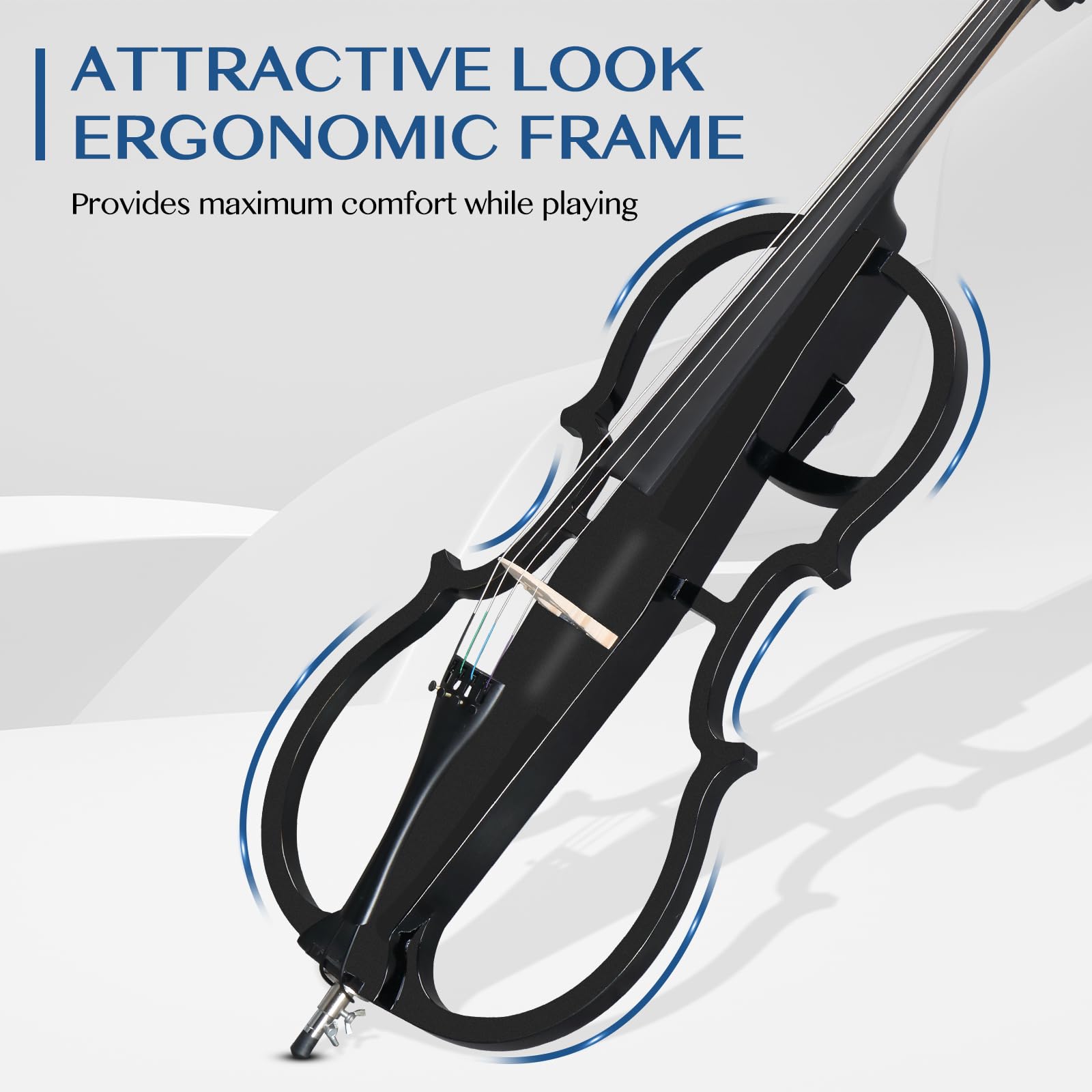 Ktaxon 4/4 Full Size Electric Cello with Classic Scroll, Premium Fingerboard & Unmatched Pickup,Includes 7mm Padding Bag, Bow, Rosin & Headphones, Electric Cello for Beginners Adults (Natural)