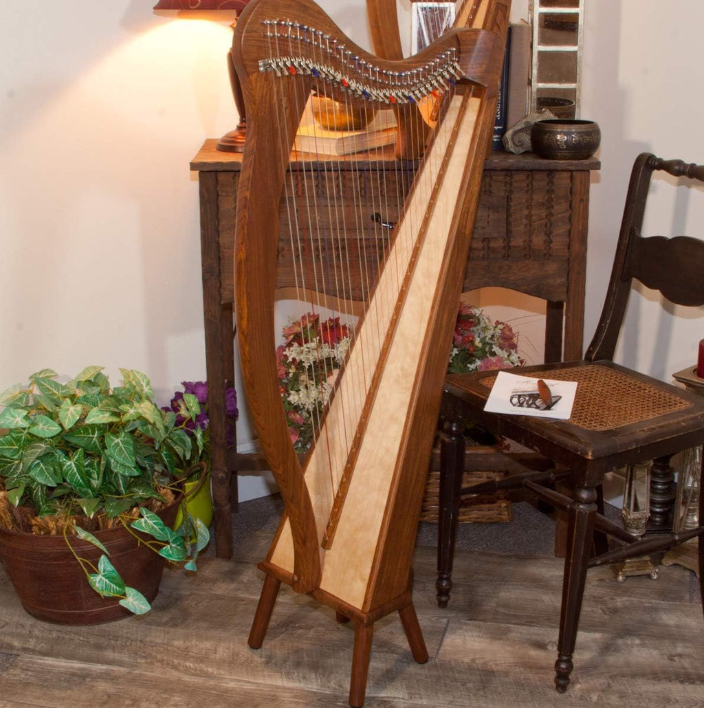Roosebeck 29-String Mintrel Harp w/Chelby Levers & Pedestal- 5 Panel