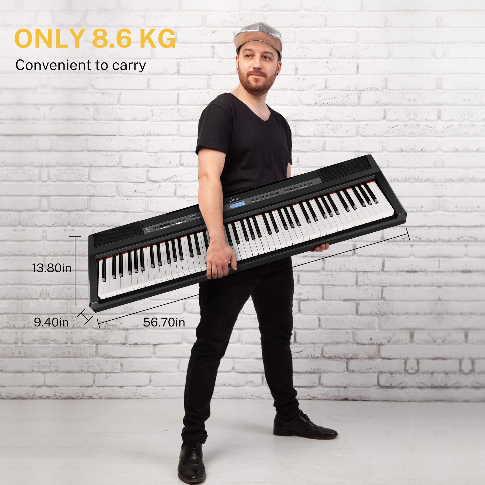 Donner 88 Key Weighted Keyboard, Premium Upright Piano for Beginner to Professional, Full Size Electric Keyboard with Headphone Adapter DDP-400