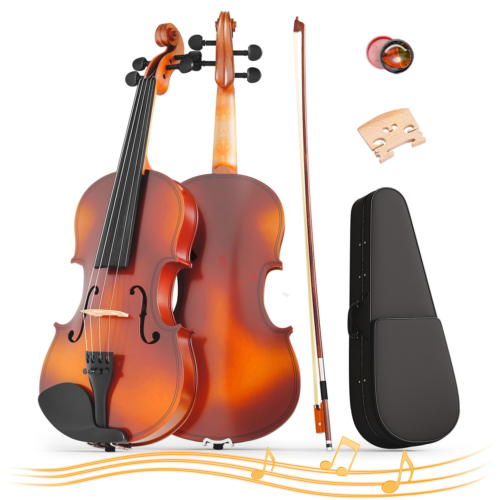 4/4 Full Size Beginner Violin, Acoustic Fiddle Set for Adults, Teens, and Students (Age 12+), with Case, Bow, Bridge, and Rosin (Pink)
