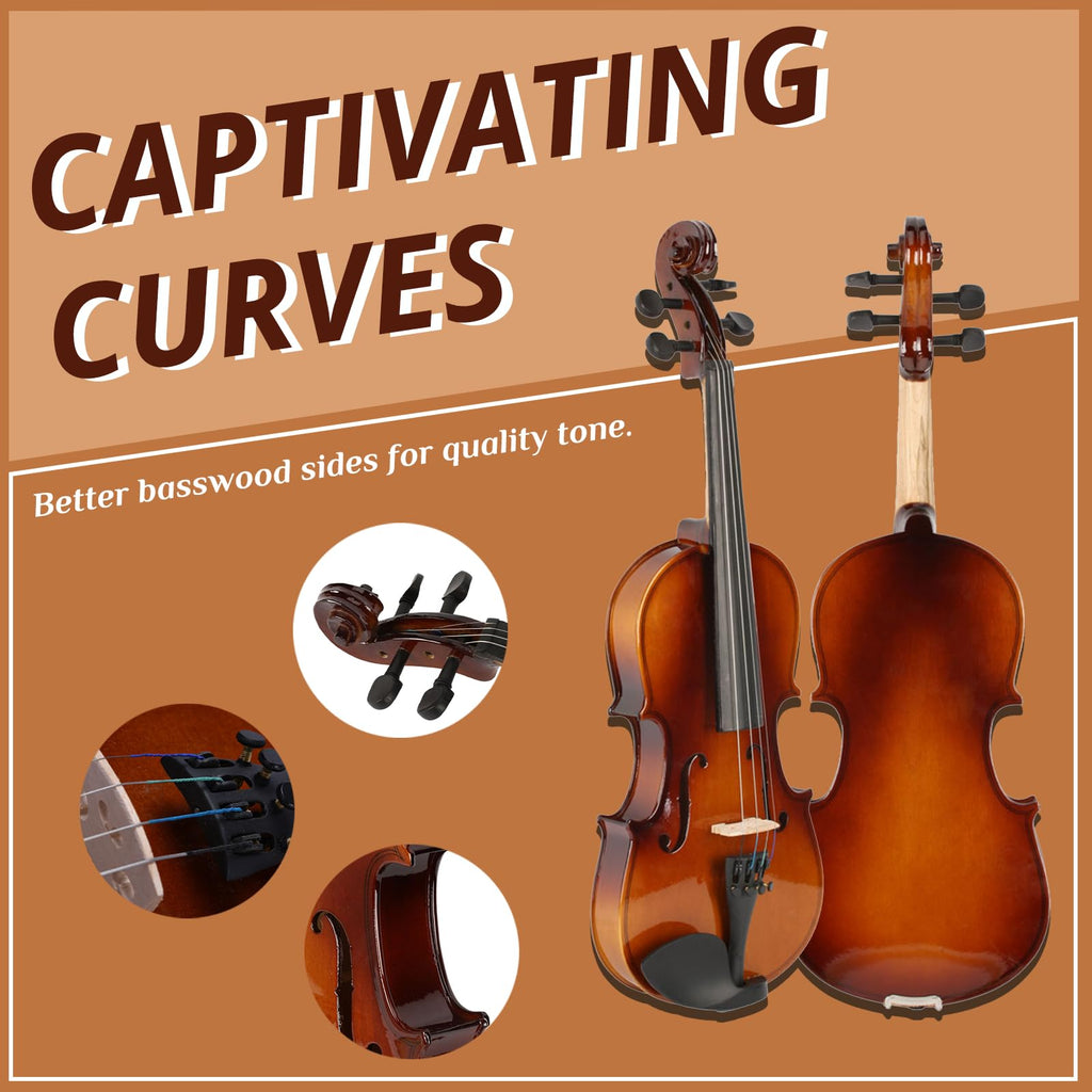 Ktaxon 1/4 Violin for Beginners, Fiddle for Students and Enthusiasts, Acoustic Violin Kit with Case, Bow, Rosin & Manual