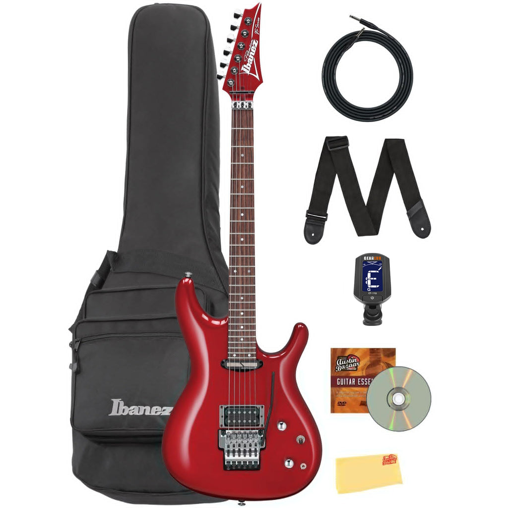 Ibanez JS240PS Joe Satriani Electric Guitar - Candy Apple Bundle with Gig Bag, Tuner, Strap, Cable, Austin Bazaar Instructional DVD, and Polishing Cloth