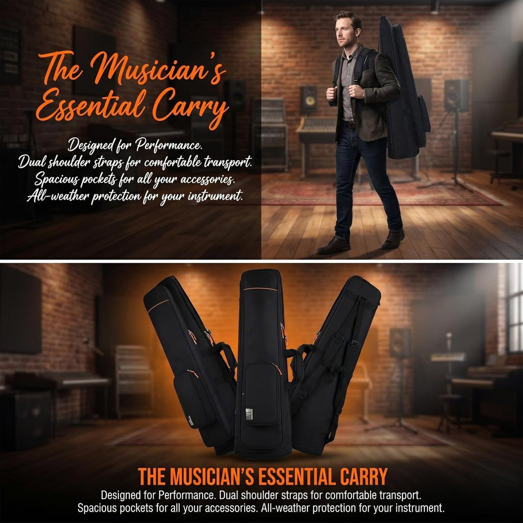 Totority Oxford Cloth Trombone Bag Double Shoulder Design Thickened Protective Musical Instrument Carrying Case for Trombone