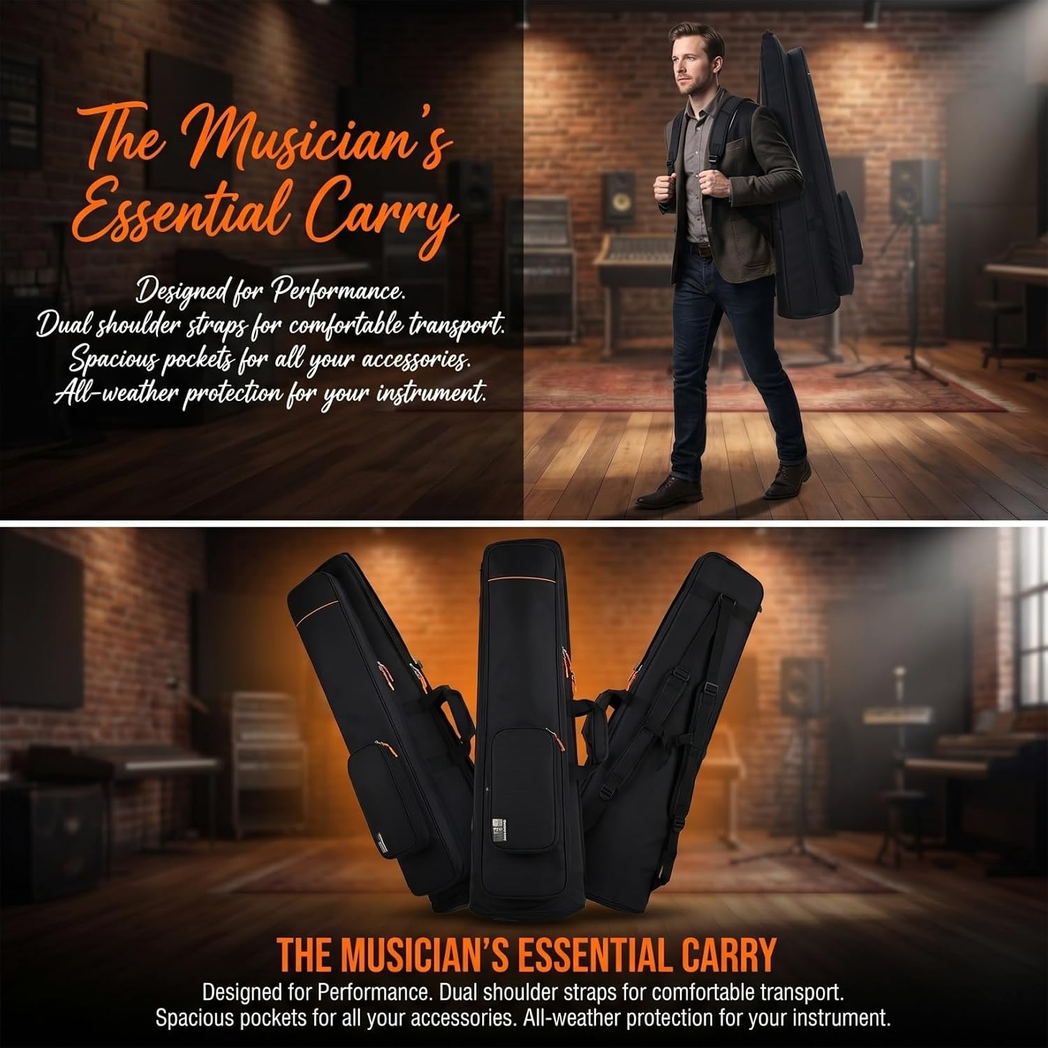 Totority Oxford Cloth Trombone Bag Double Shoulder Design Thickened Protective Musical Instrument Carrying Case for Trombone