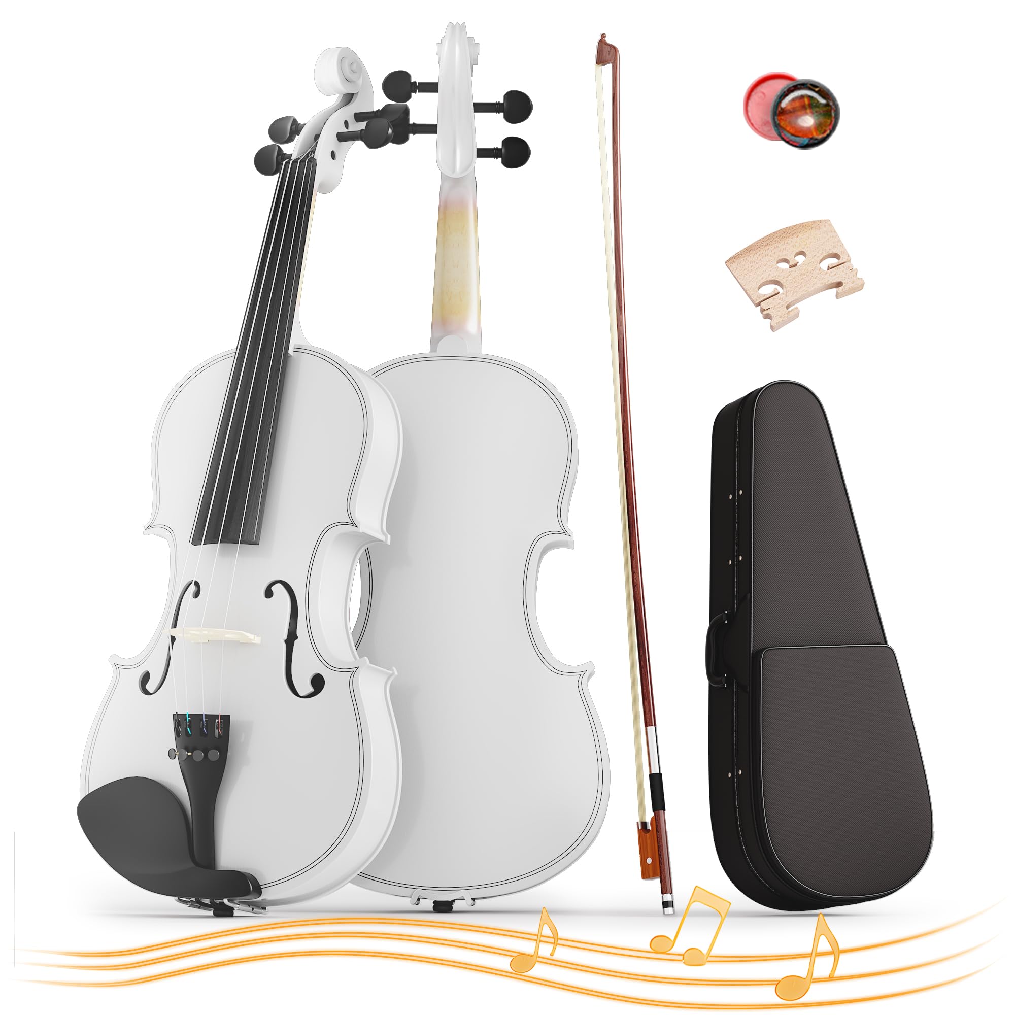 4/4 Full Size Beginner Violin, Acoustic Fiddle Set for Adults, Teens, and Students (Age 12+), with Case, Bow, Bridge, and Rosin (Pink)
