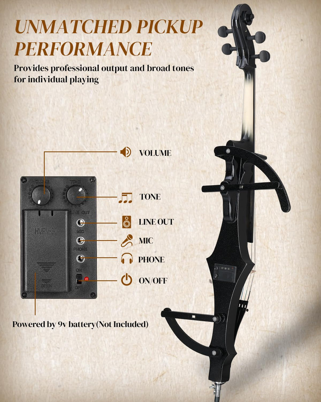 Ktaxon Foldable Electric Cello 4/4 Full Size Silent Cello with Portable Bag, Stereo Headphones, Premium Cable & Rosin, Professional Bow and Bridge for Adult Beginner(Foldable Z Style)
