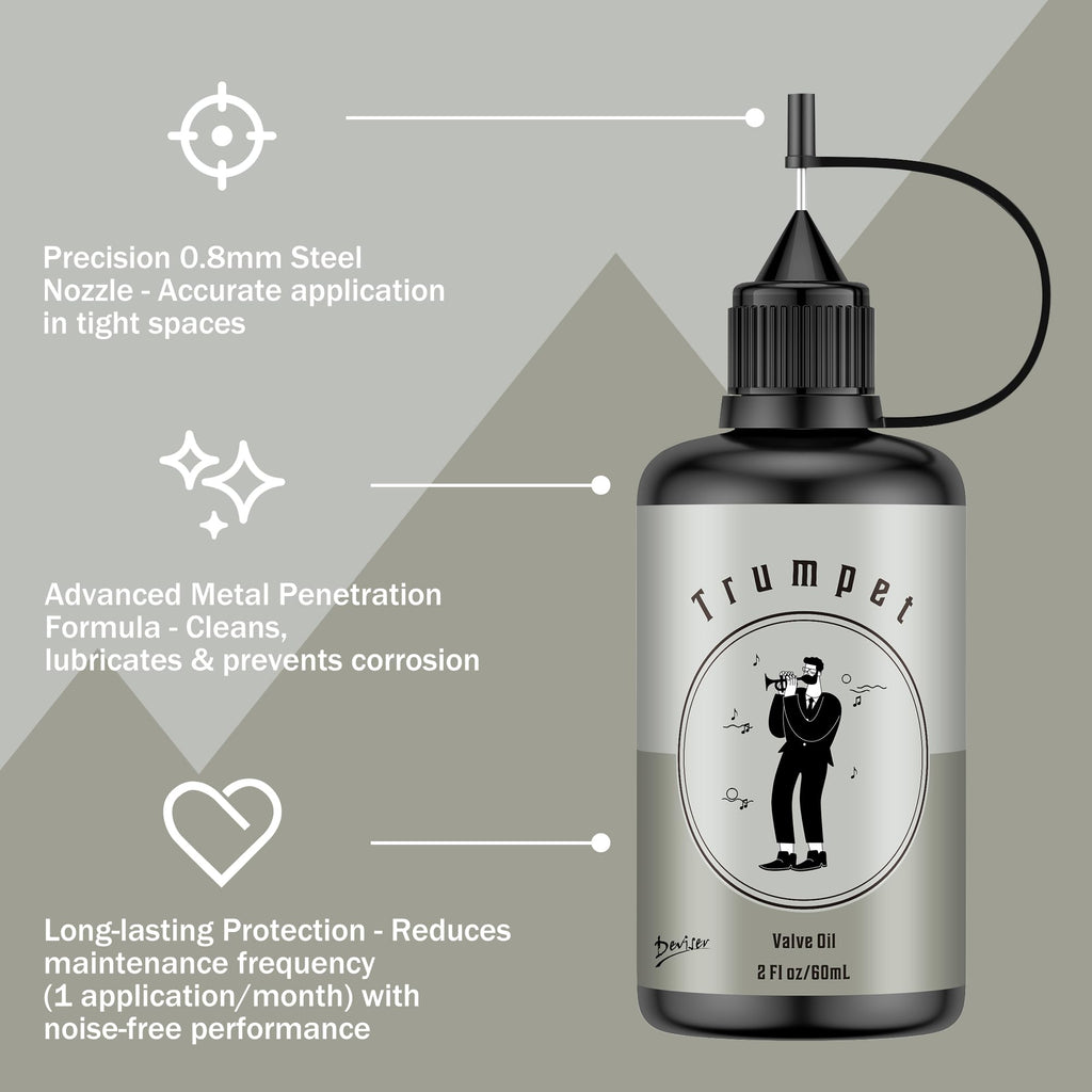 Complete Trumpet Care Kit - Includes Polishing,Valve Oil,2 Cleaning Cloths,Slide Grease,and Cleaning Brush