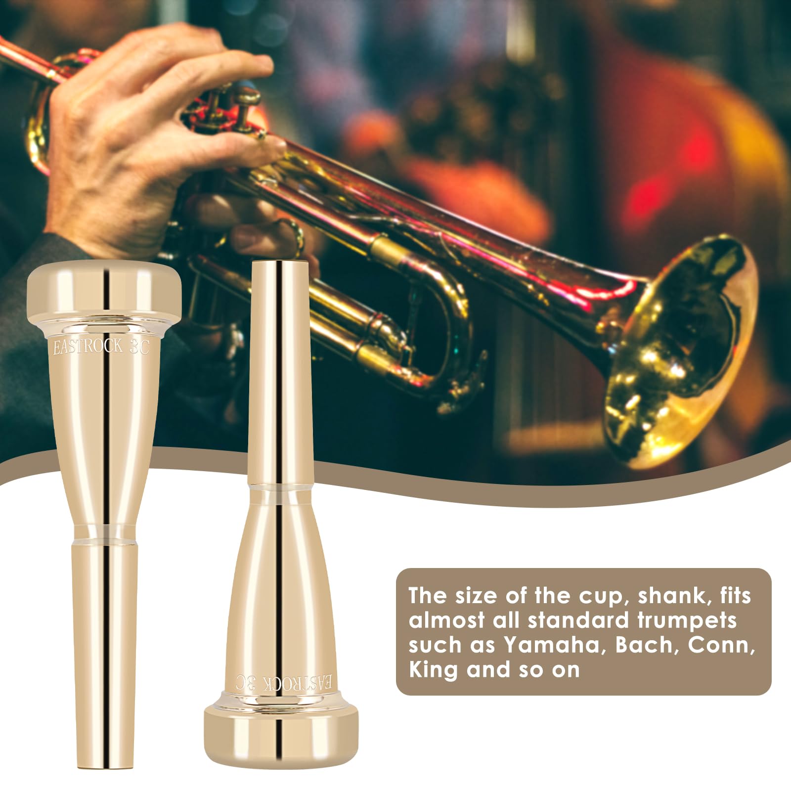 EASTROCK 7C Trumpet Mouthpiece Performance Type 7c Heavy Gold Vacuum Package Trumpet Instrument Accessories
