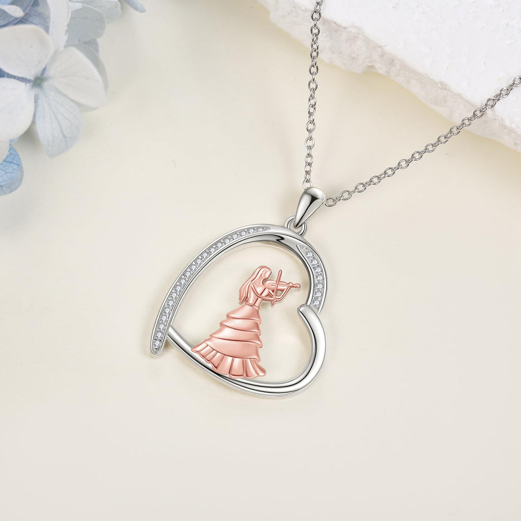 Sterling Silver S925 Ballet/Violinists/Gymnastics/Cello/Runner/Tennis/Piano/Artist Necklace Jewelry Gifts for Women Christmas Gift