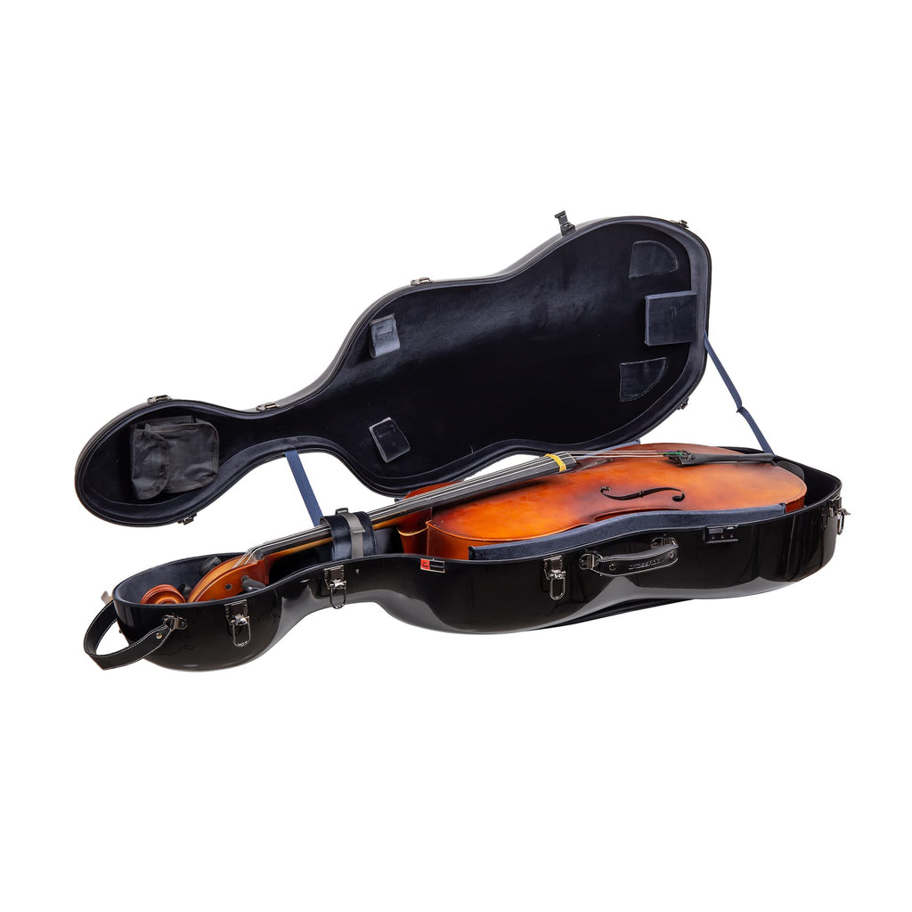 Crossrock Fiberglass 4/4 Cello Case with Wheels for Full Size Cello | Bright Yellow Finish, Velvet Interior, Waterproof Latches, Backpack Straps – Hardshell Protection- (CRF1020CEFYL)