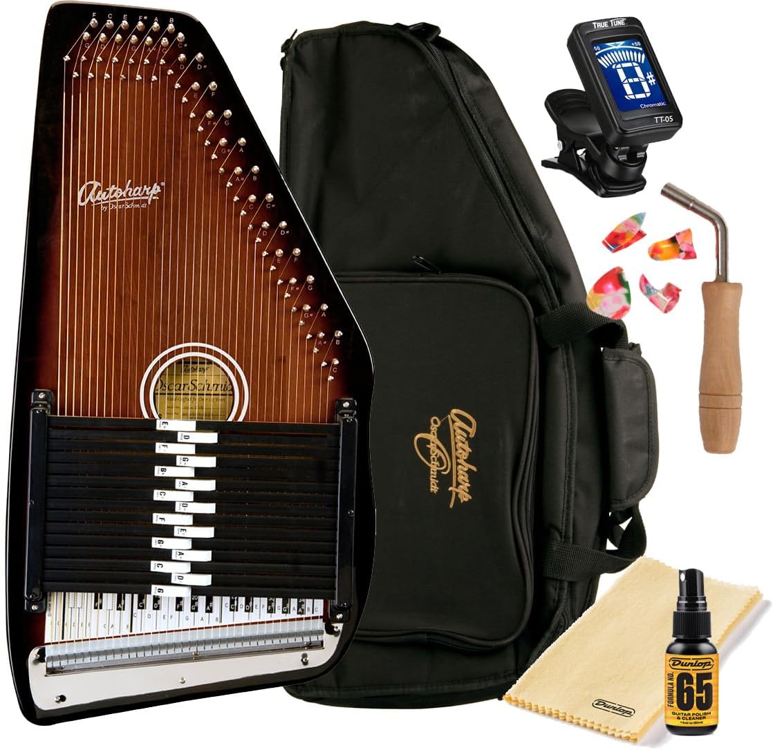 Autoharp by Oscar Schmidt OS15B "The Berkshire" 15-Chord 36-String Autoharp w/Gig Bag, Tools - Maple Body with Sunburst Finish