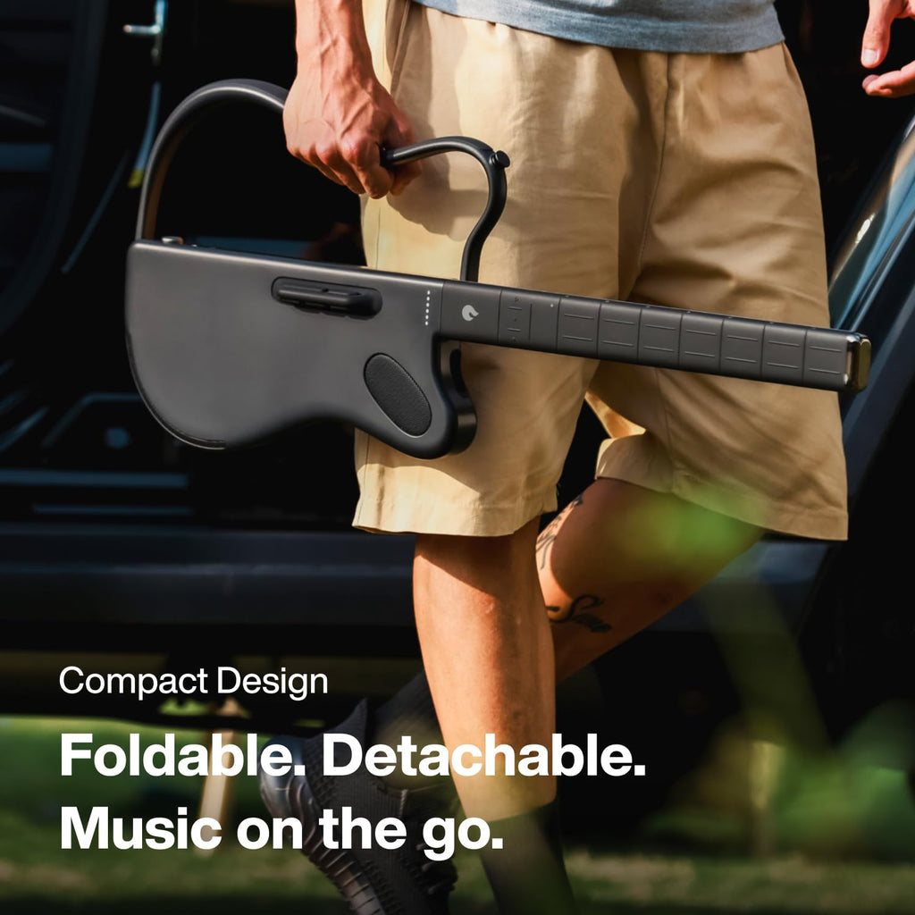 LAVA GENIE Stringless Smart Guitar, No Strings Attached, Hundreds of Instrument Presets, Onboard Speaker, Foldable, Detachable, White, 30.5 inch.
