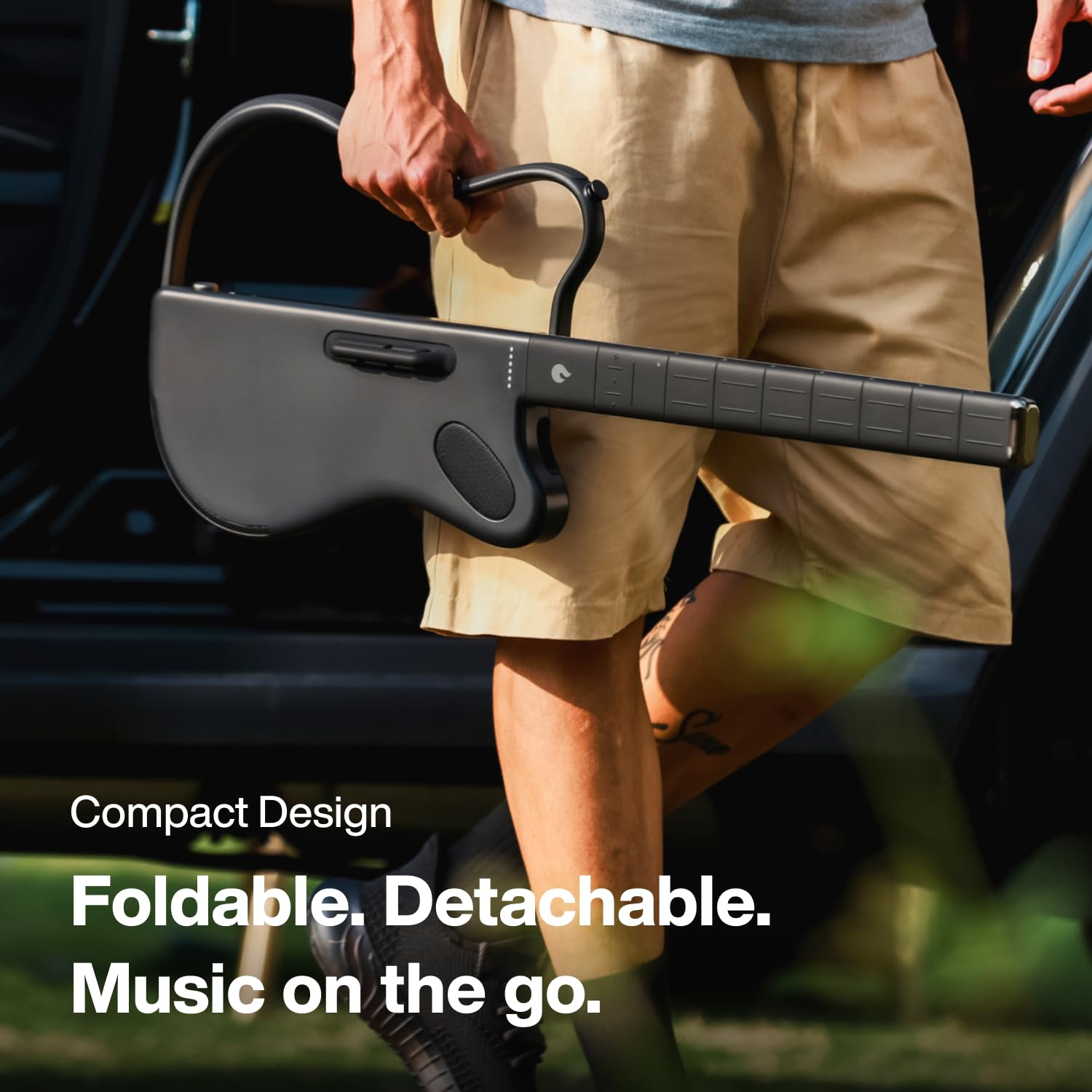 LAVA GENIE Stringless Smart Guitar, No Strings Attached, Hundreds of Instrument Presets, Onboard Speaker, Foldable, Detachable, White, 30.5 inch.