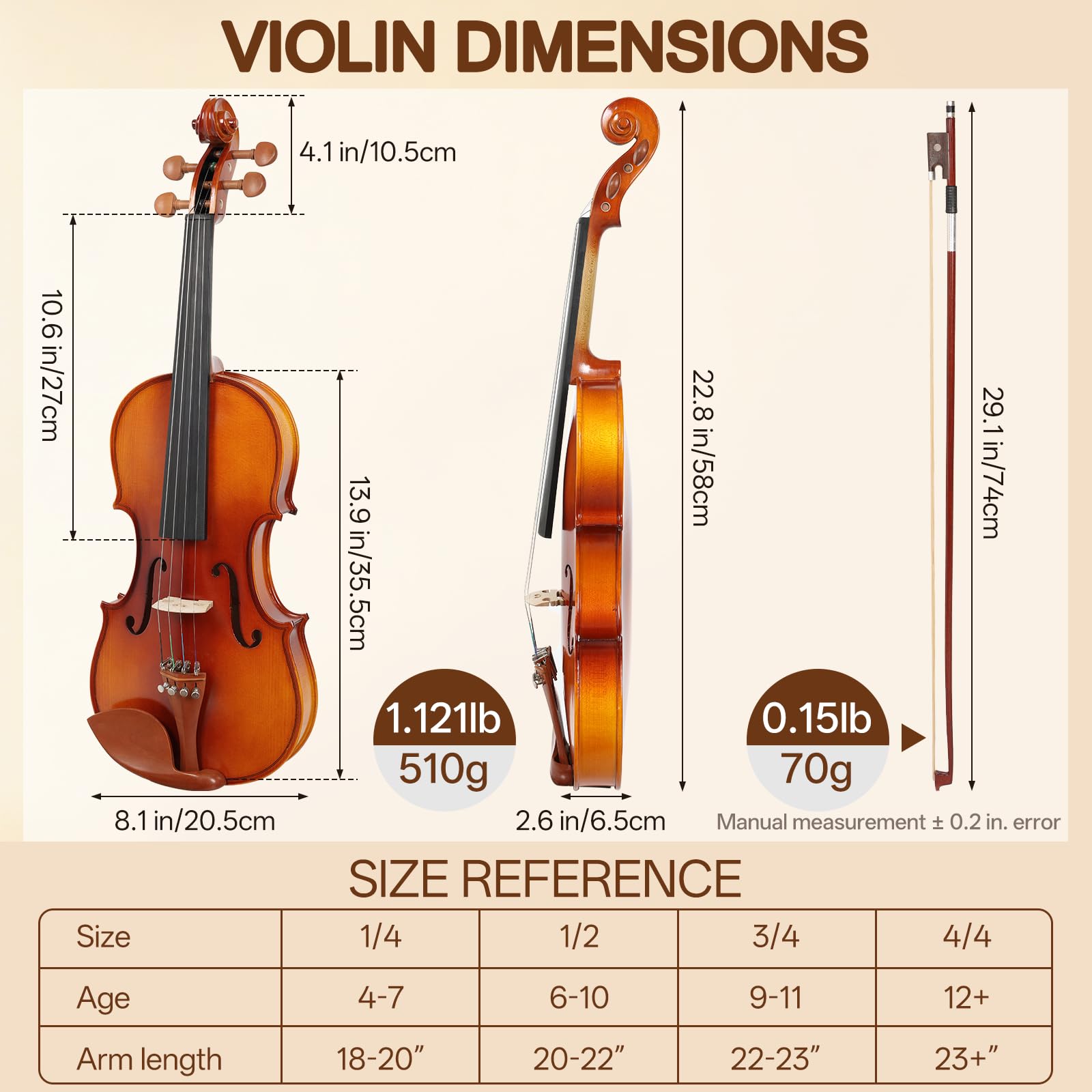 Kmise Teacher Approved 4/4 Full Size Violin Starter Kit for Adults Beginners Students, High Density Ebony Acoustic Violins, Fiddle Bundle with Case, Bow, Rosin, Strings, Shoulder Rest & Guide