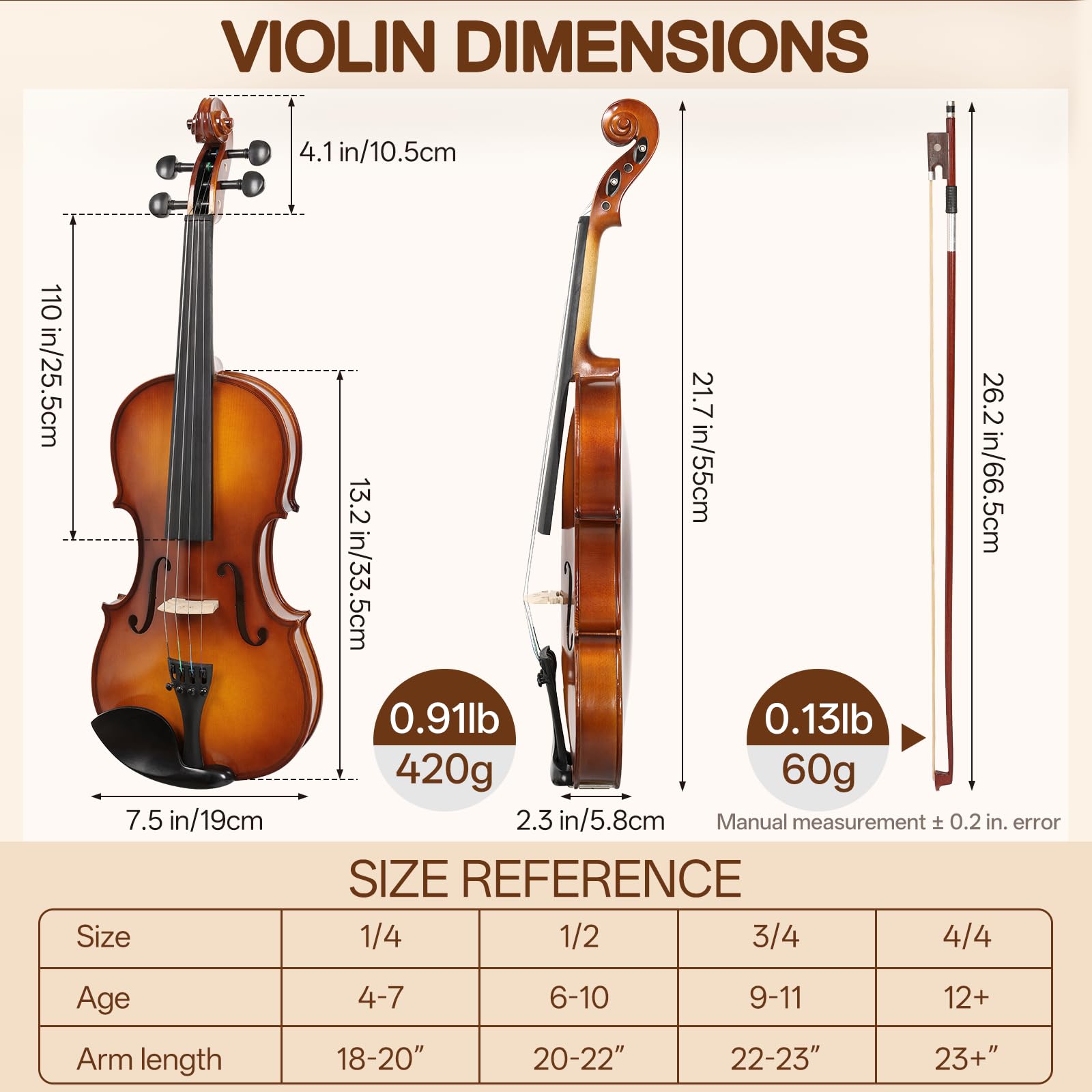 Kmise Teacher Approved 4/4 Full Size Violin Starter Kit for Adults Beginners Students, High Density Ebony Acoustic Violins, Fiddle Bundle with Case, Bow, Rosin, Strings, Shoulder Rest & Guide
