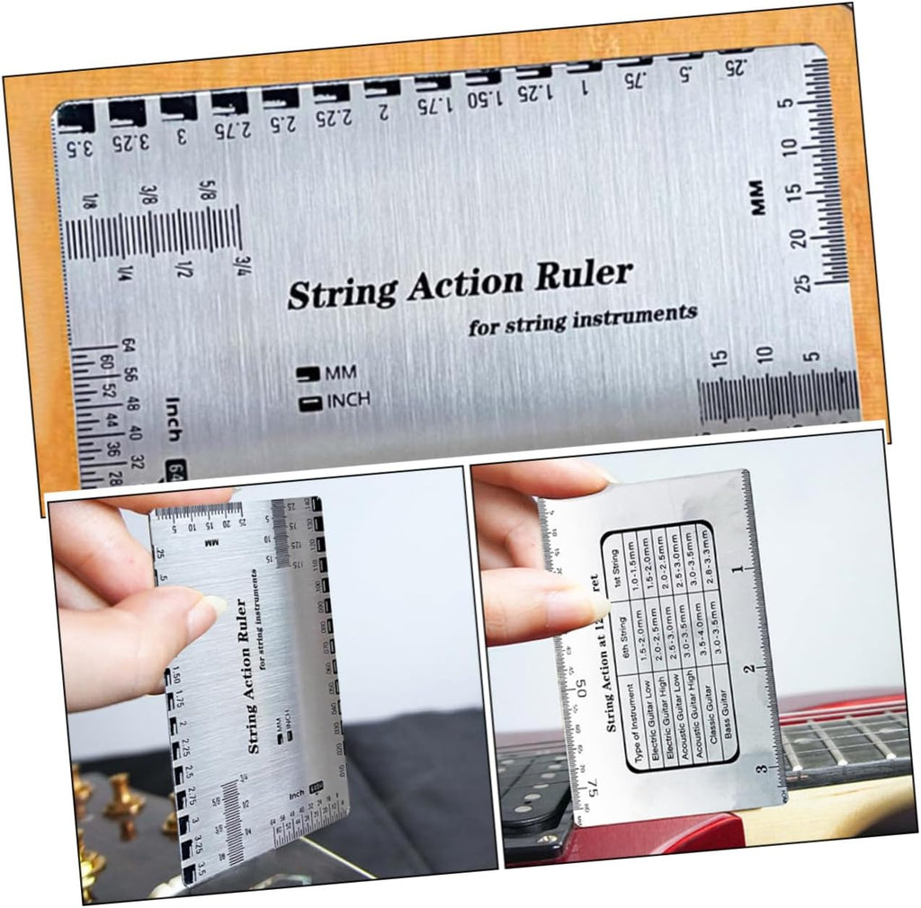 Holibanna High Precision Guitar String Action Ruler for Luthiers Portable Measurement Tool for Accurate Neck String Height Essential for Guitar and Bass Setup