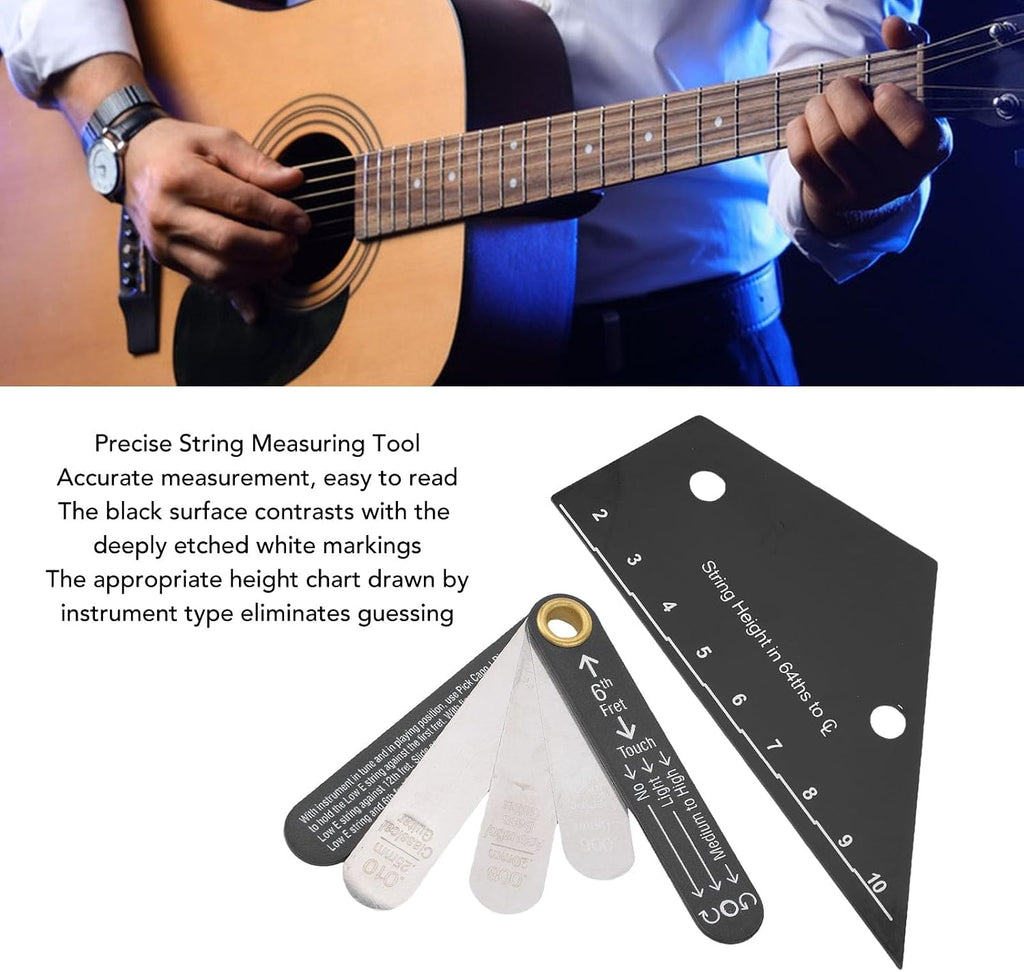 Guitar String Action Ruler, String Action Gauge and Truss Rod Measurement Tool, with Precise Measurement Units and Pickup Height Ruler for Electric Acoustic Classical Bass Guitars