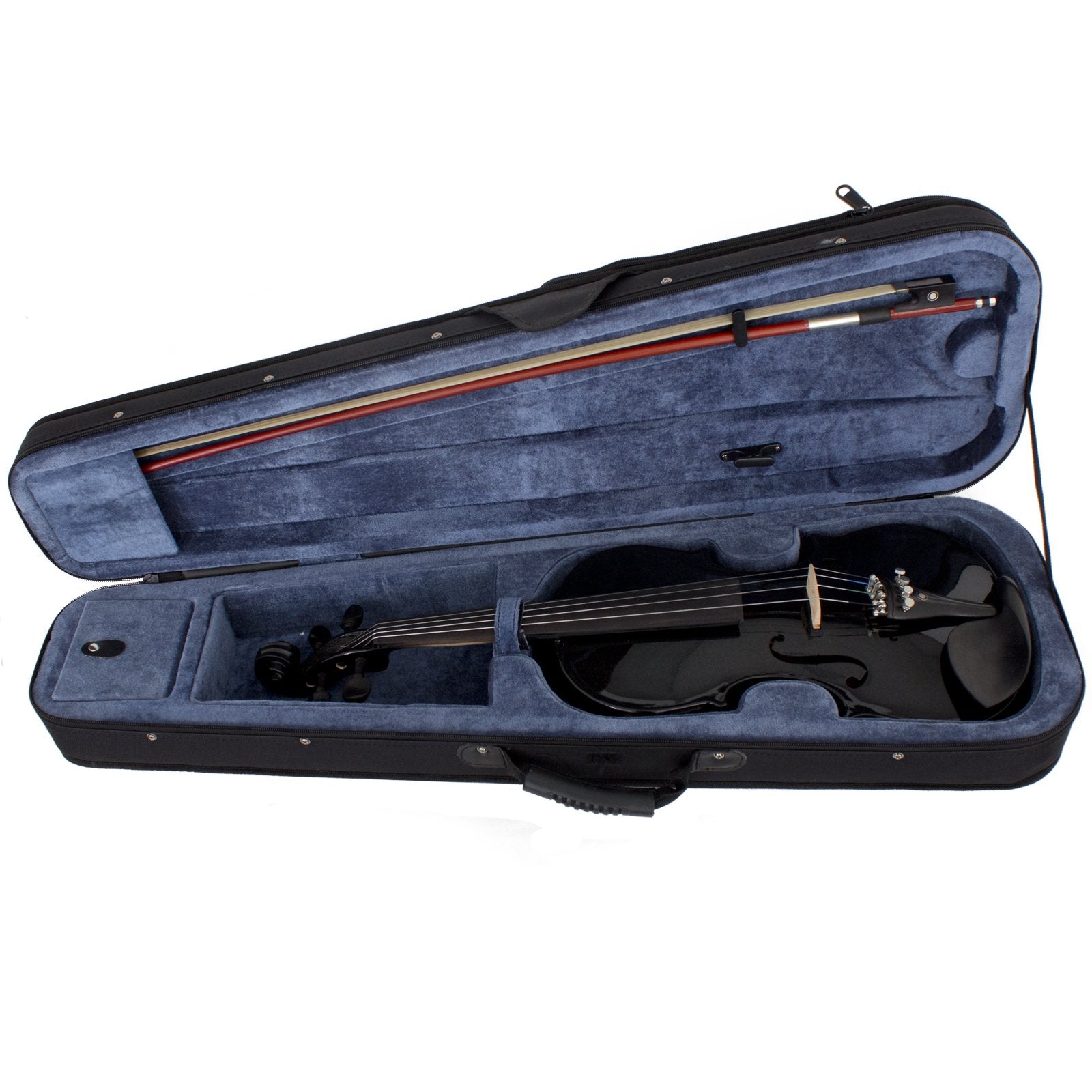 Cecilio 4/4 Full Size Acoustic & Electric Violin for Beginners & Professionals, Hand-Carved Solid Spruce Top, Ebony Fine Tuners, Full Set with Case, Bow, Rosin & AUX Cable (Metallic Black)