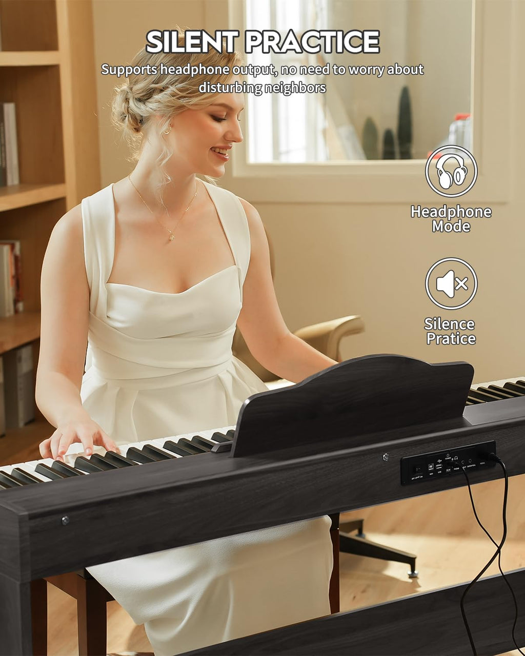 STRICH Digital Piano 88 Keys, Hammer-Action Weighted Keyboard, Full size Electric Piano Keyboard with Furniture Stand, 25Wx2 Speakers, Supports USB-MIDI/Wireless Connect, SDP-300W (Color Walnut Wood)