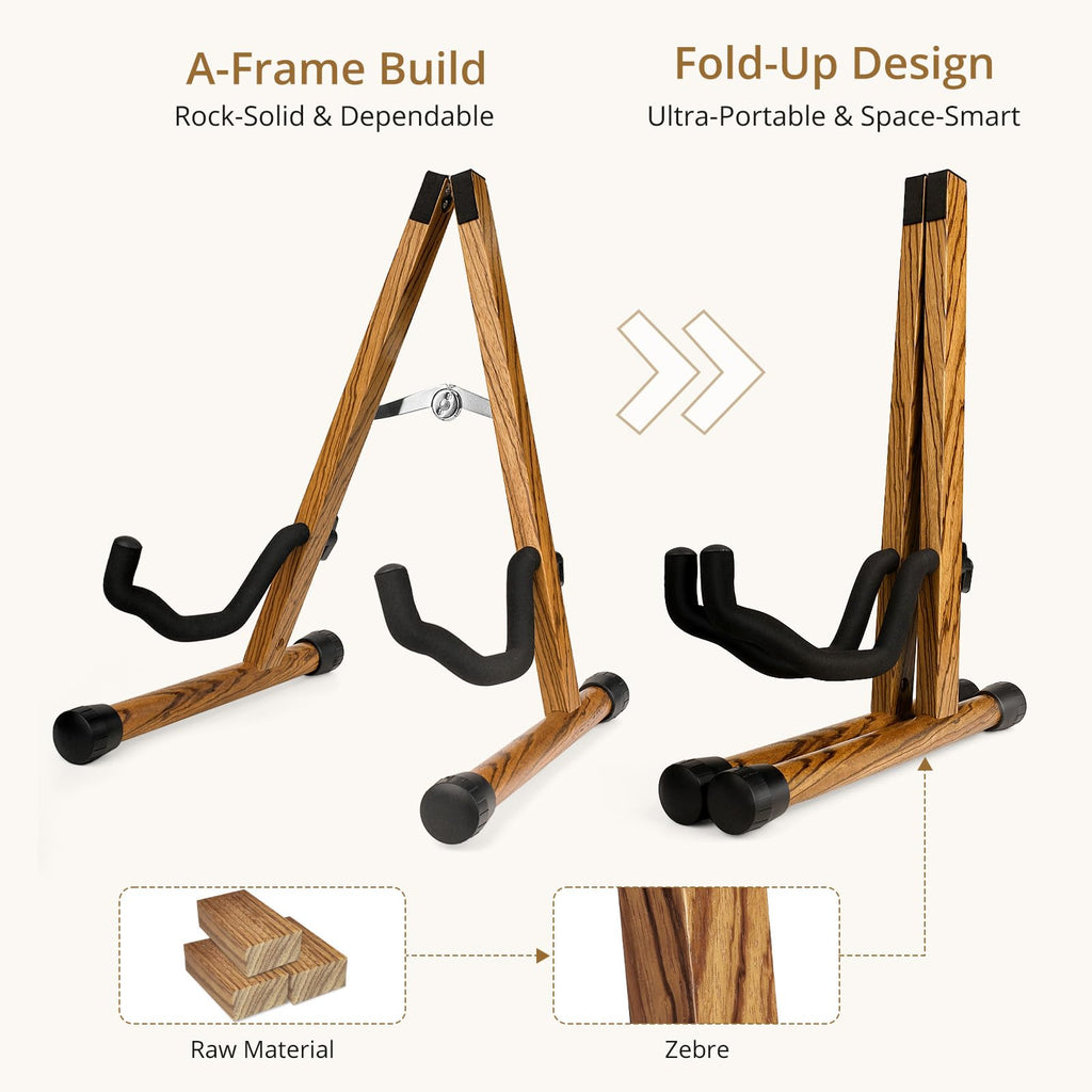 MUSO Cello Stand with Bow Holder,A-Frame Floor Stand with Padded Foam, Handcrafted Cello Rack Fits 1/2, 3/4, 7/8, 4/4 Full-Size and Guitar, Instrument Holder for Home and Studio Display