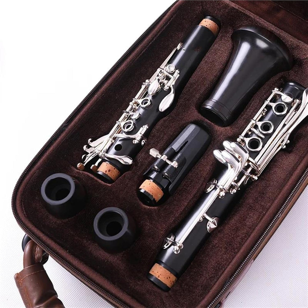 Clarinet Professional Ebony Clarinet BB Tune 18 Key Silver Plated Copper Solid Wood Clarinet,
