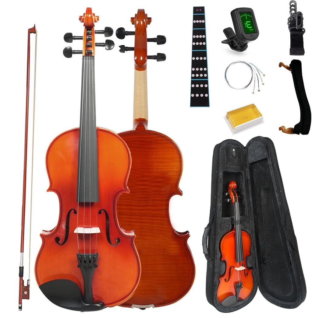 FINO 4/4 Violin Full Size Kit for Beginners (Plywood, Full) (Natural)
