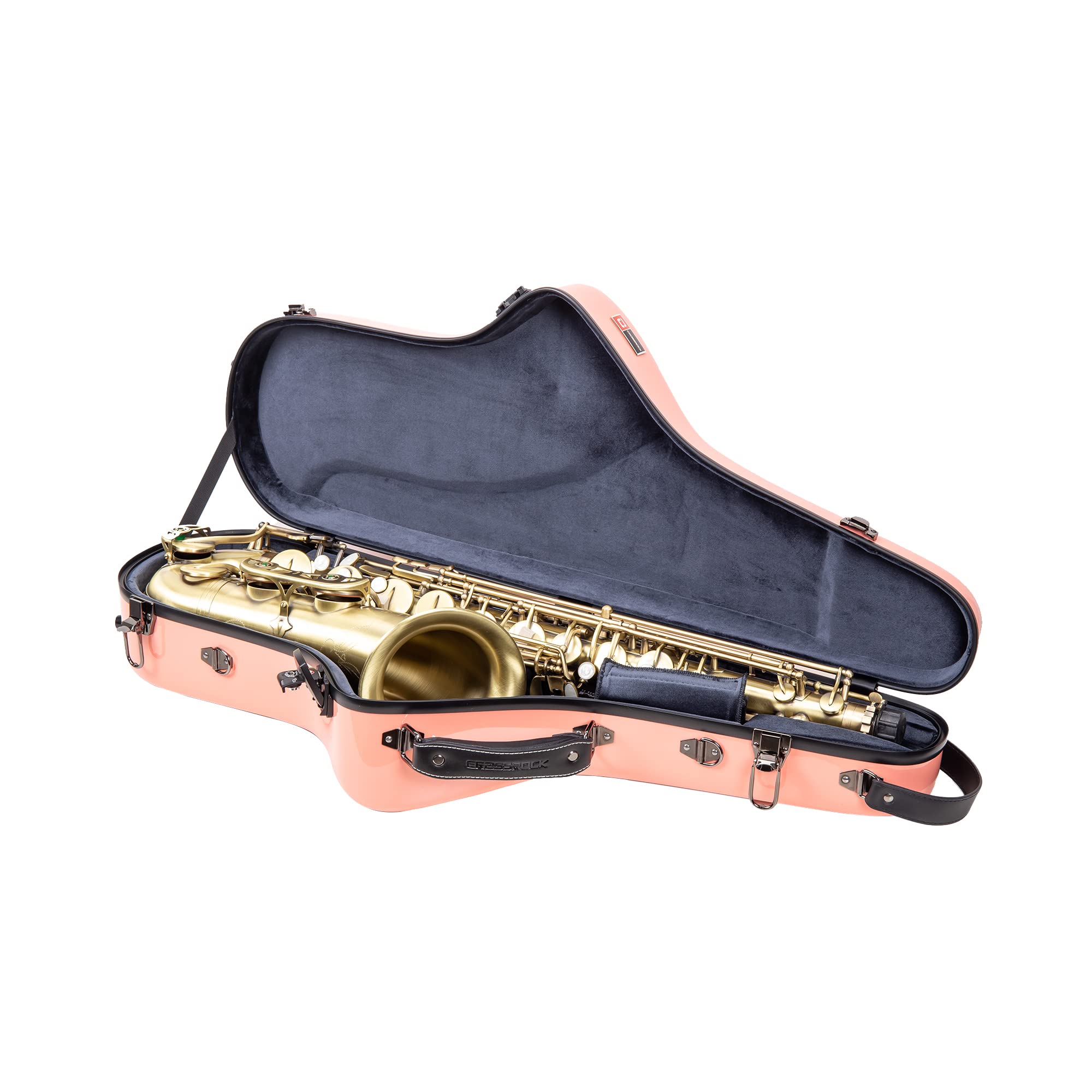 Crossrock Pro-Grade Straight Soprano Saxophone Case | Crimson Red Gloss, TSA Lock, Elite Protection, Detachable Backpack Straps, Accessory Pocket for Professional Musicians