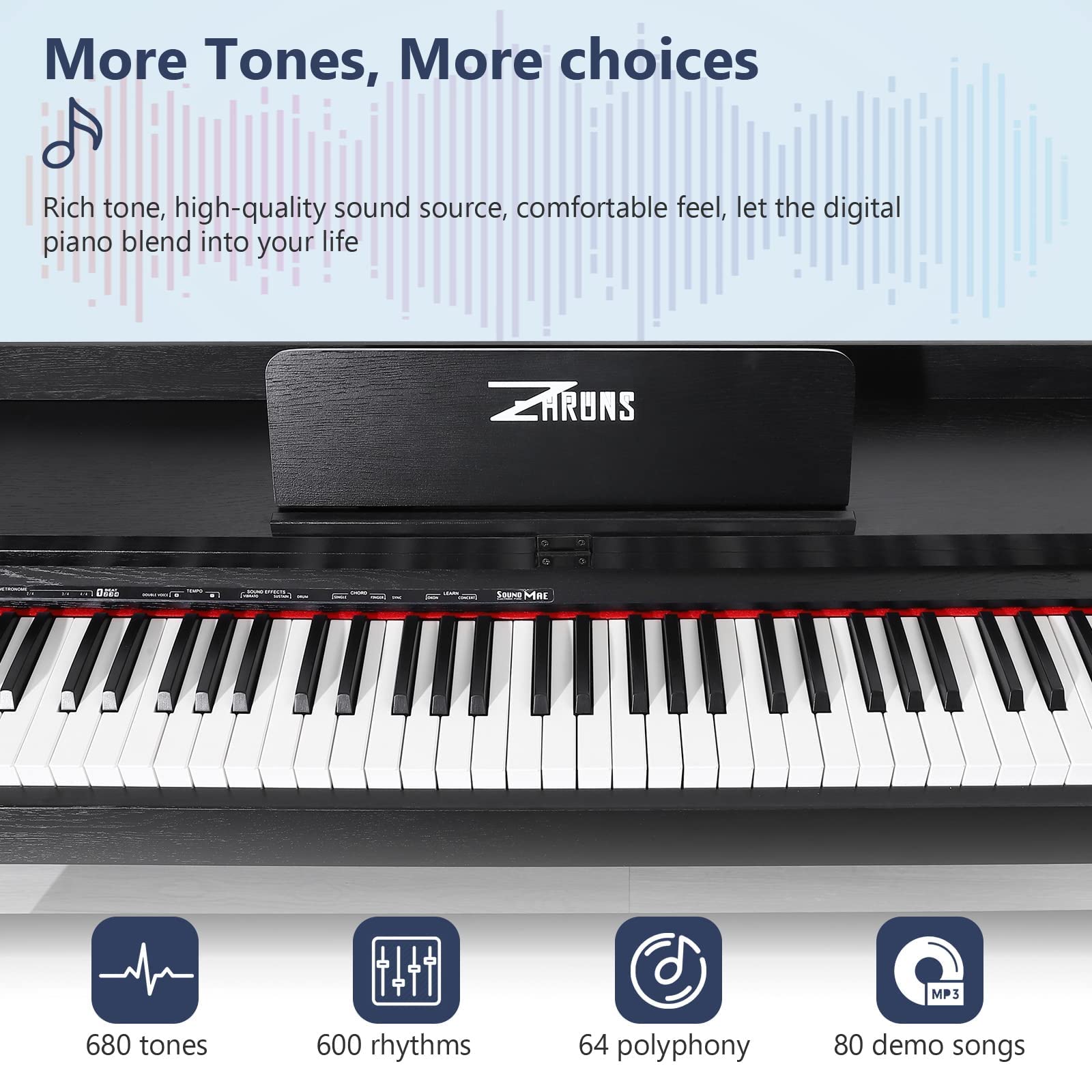 88 Key Digital Piano for Home Studio, with Weighted Hammer Action Keys, Professional Triple Pedal, USB-MIDI Connectivity, Includes Power Adapter, Stand & Headphone Jack, Black