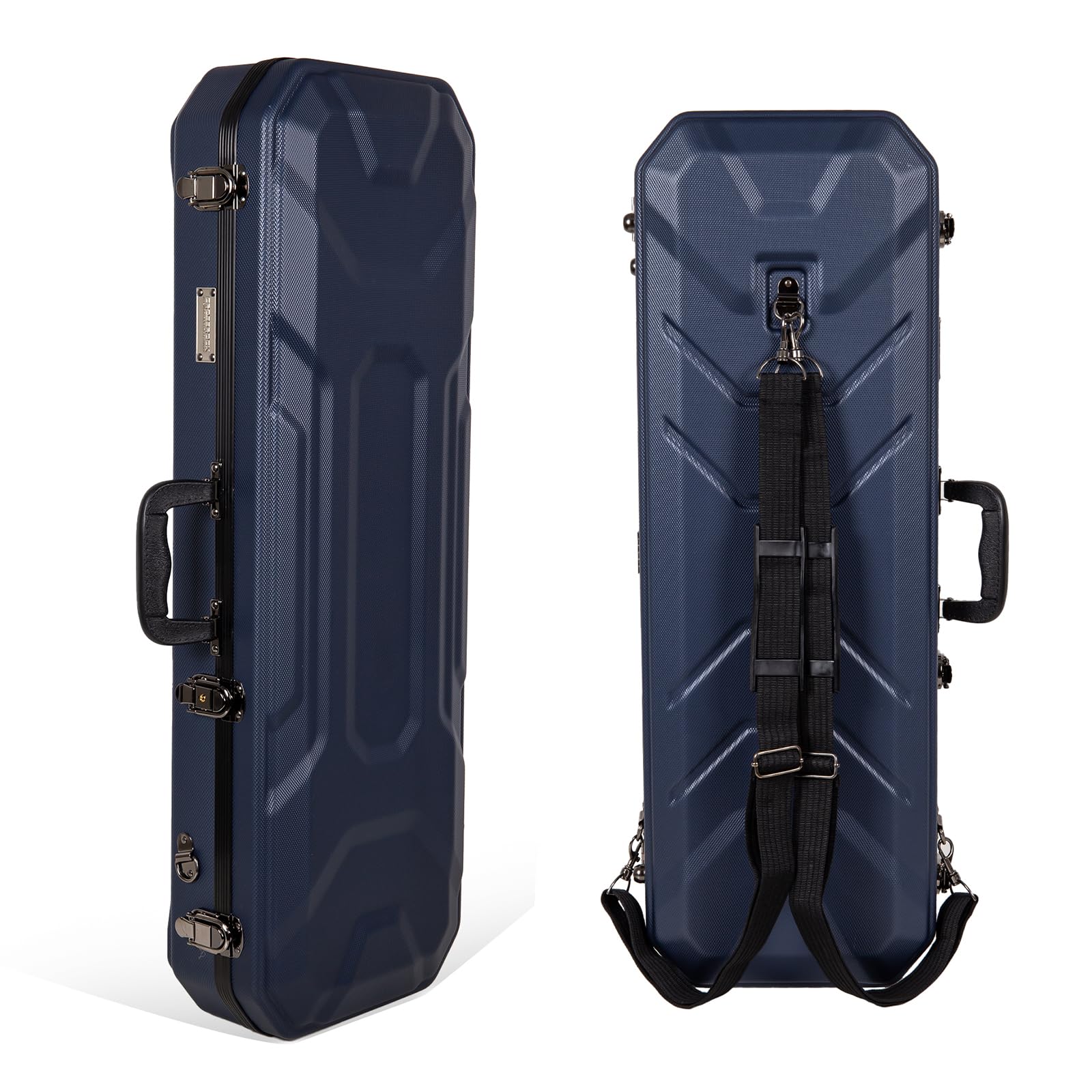Crossrock Shaped Violin Case for 4/4 Full-Size Violin | Interior Accessory Compartment, 2 Bow Holders, Security Lock, Detachable Shoulder Straps - Black (CRA880VFBK)
