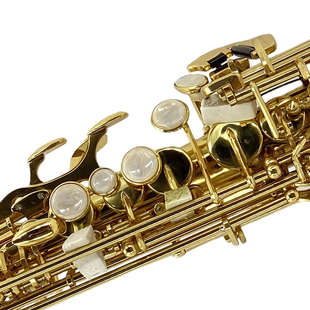 Bb Straight Soprano Saxophone–Gold Lacquer Finish, Ergonomic Design with Case, Mouthpiece, Neck Strap & Accessories, Ideal for Beginners & Advanced Players（Golden）