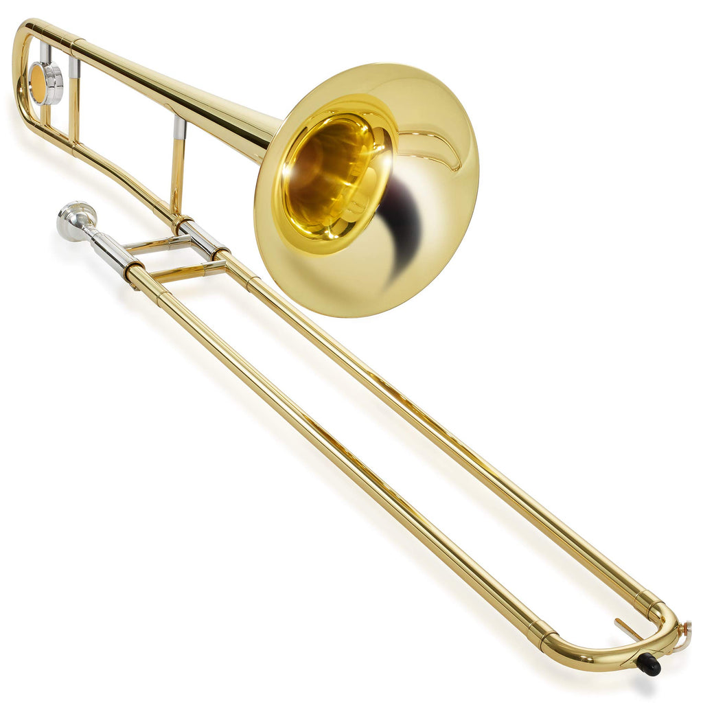 Ashthorpe Bb Tenor Slide Trombone with Nickel Plated Finish - Includes Case, Mouthpiece, Gloves, Cleaning Cloth, Slide Grease