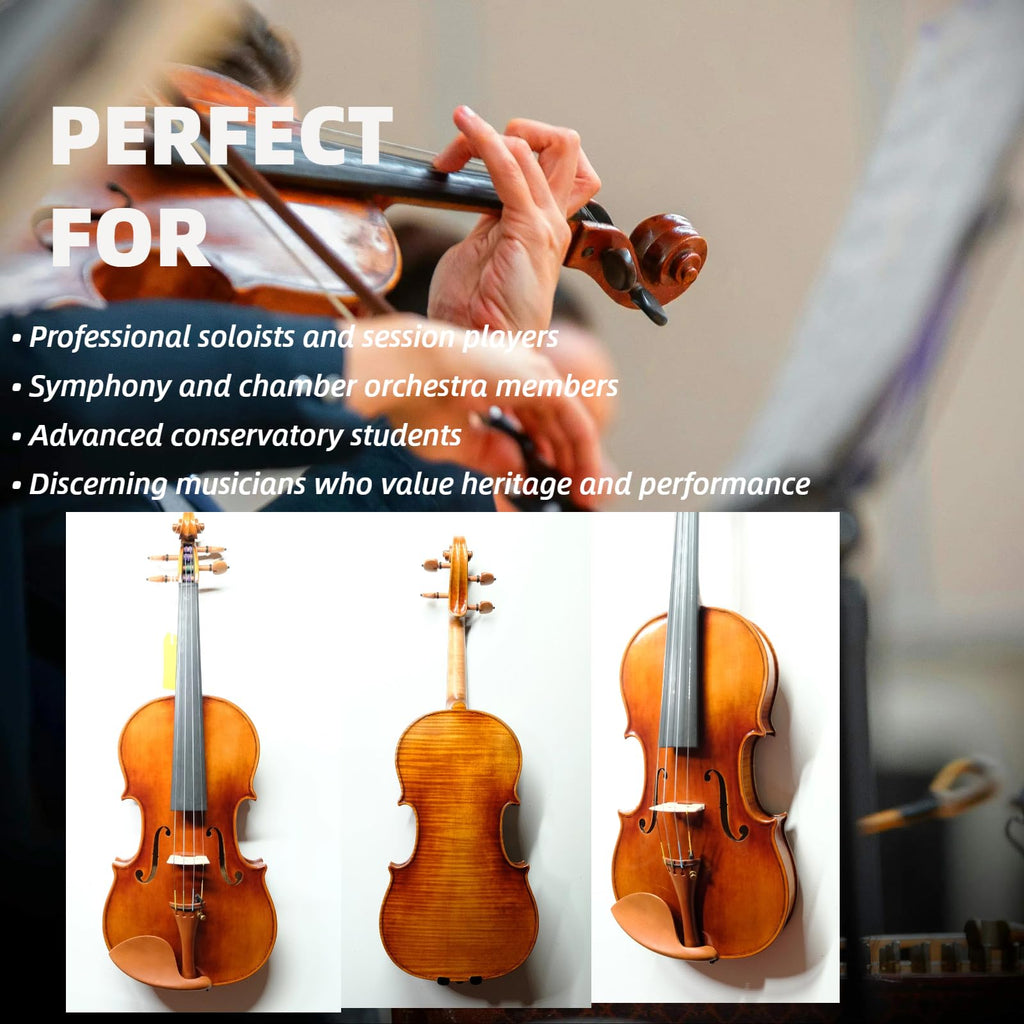 Master 4/4 Full-Size Violin | Hand-Varnished with 20+ Year Aged Italian Spruce & Bosnian Maple | Professional Orchestra Instrument for Professional soloists and session players (VIO1328)