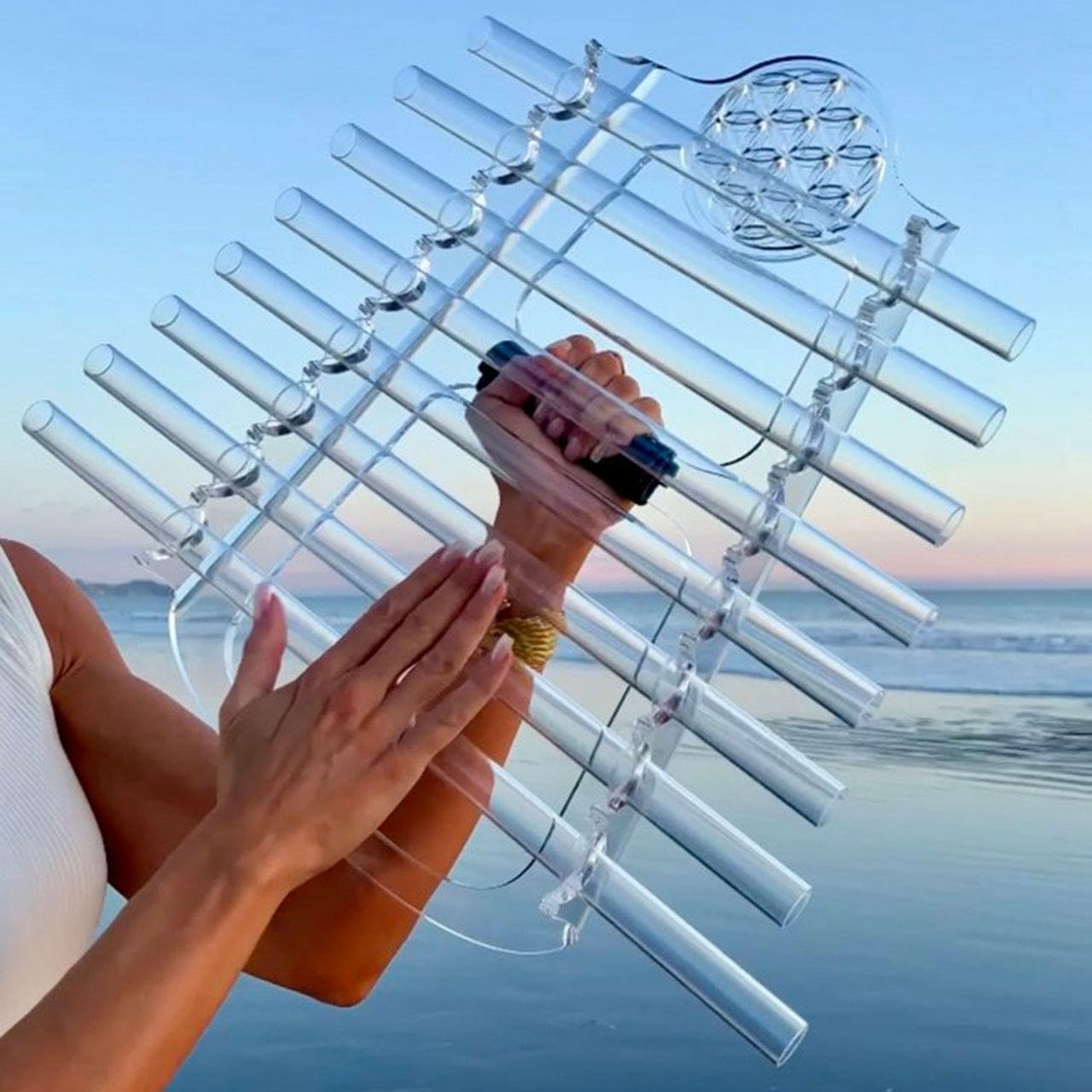 Crystal Soul Crystal Harp Sound Healing Instrument 432Hz 8 Notes C5-C6 | 99.99% Natural Quartz,Perfect Pitch,Handheld Available,Nature's Frequency,Relaxing,with Bag,For Sound Bath Meditation