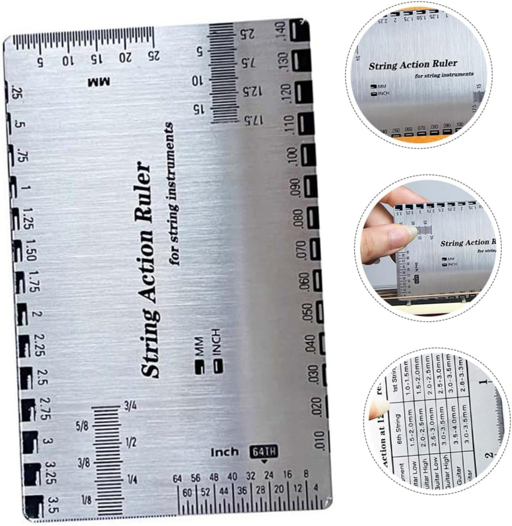 Acoustic Guitar Setup Tool Metric Ruler String Gauge for Luthier Repair