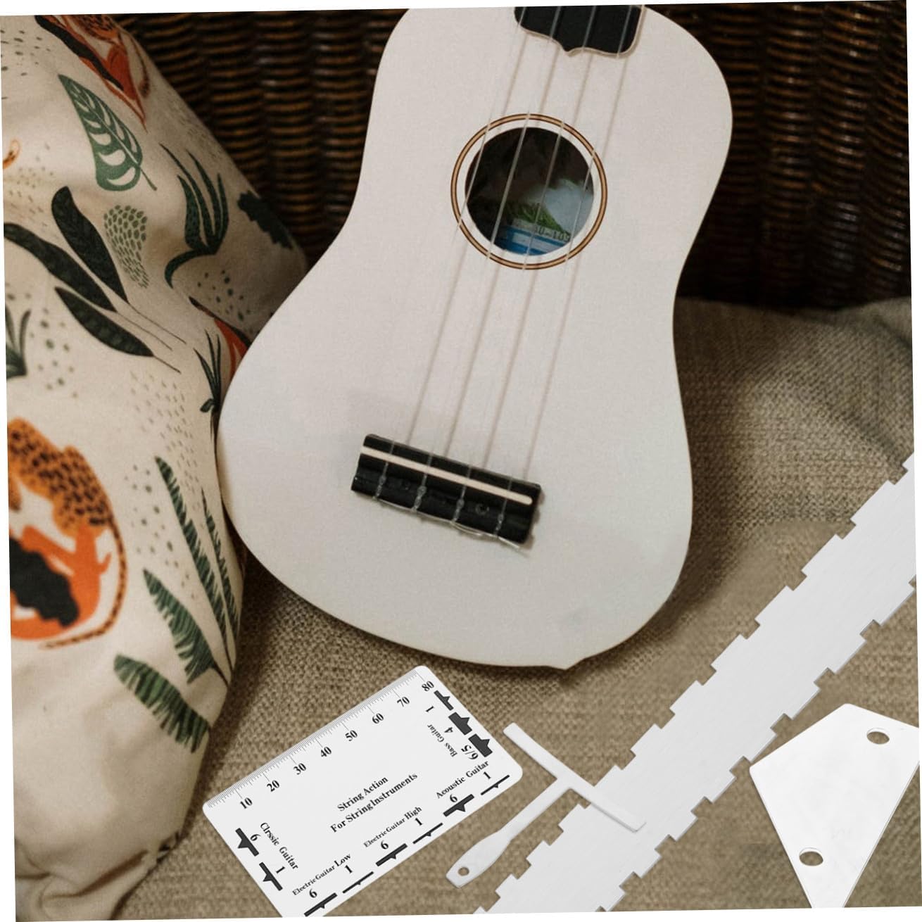 12pcs Guitar Luthier Tool Kit Metal String Action Gauge Ruler Fret Rocker Radius Gauge for Electric Acoustic Bass Guitar Maintenance and Setup