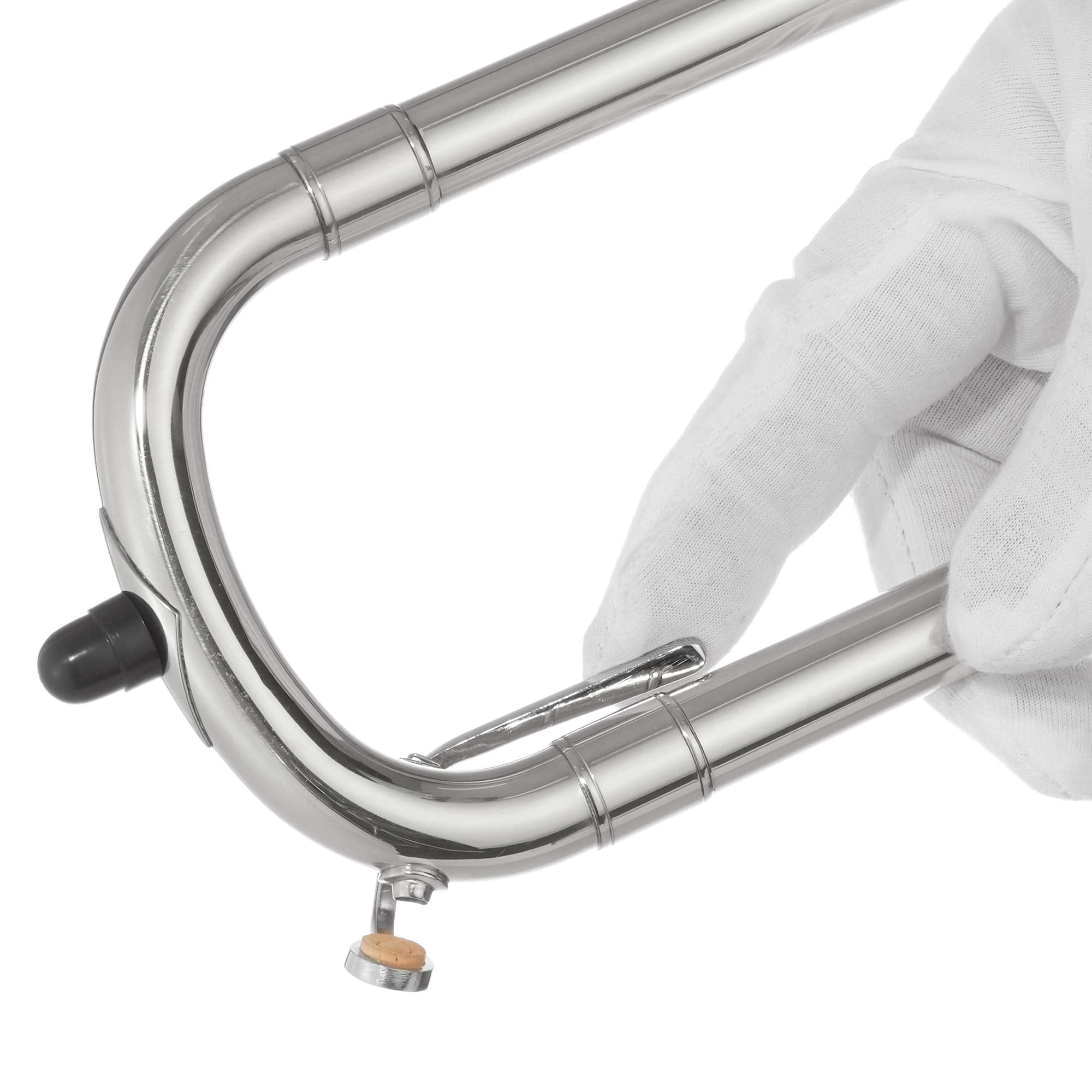 Ashthorpe Bb Tenor Slide Trombone with Nickel Plated Finish - Includes Case, Mouthpiece, Gloves, Cleaning Cloth, Slide Grease