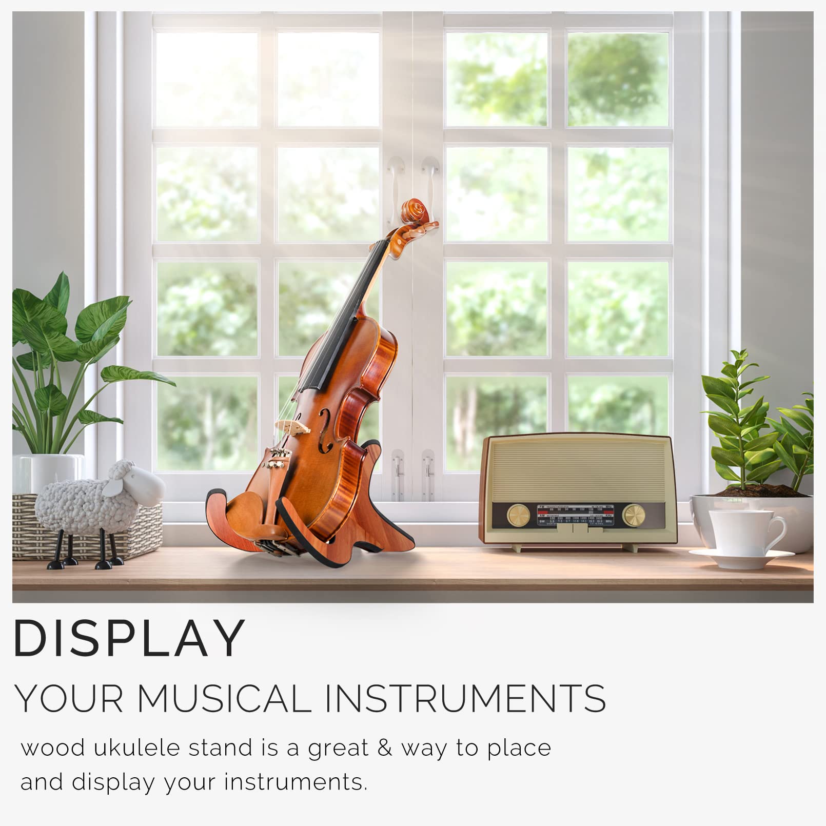 6Pair Wooden Ukulele Stand Violin Mandolin Folding Portable Stand Sapele