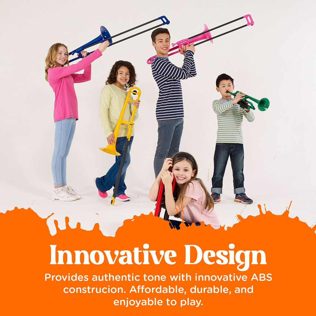 pBone Bb Plastic Trombone - Lightweight pInstruments Design with Ergonomic Grip - Includes Mouthpieces & Carrying Bag - Authentic Bb Sound for Students & Beginners - Durable ABS - Purple