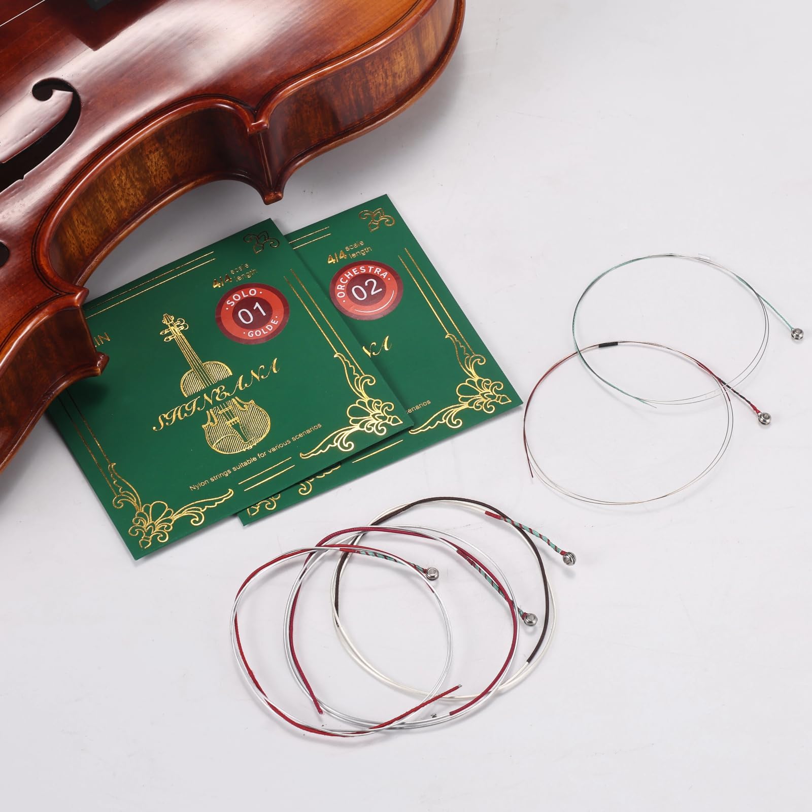 Violin Strings 4/4 Full Set, 4/4 Violin Strings Replacement,Long-Lasting Durability & Rich Tone - Handcrafted with Premium Materials- For All Levels (3/4 Scale)