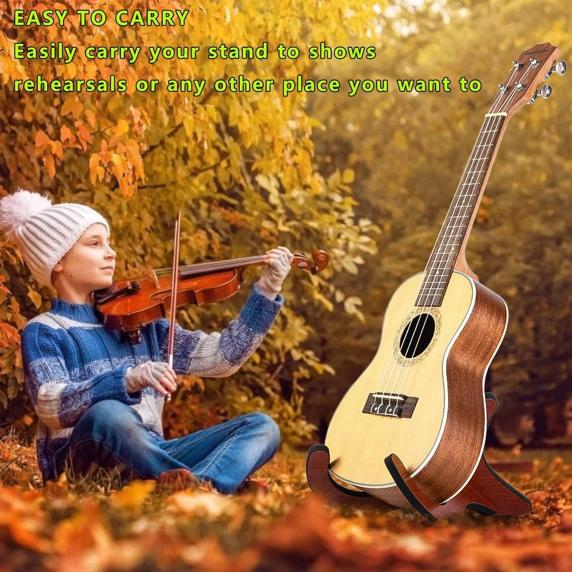 6Pair Wooden Ukulele Stand Violin Mandolin Folding Portable Stand Sapele