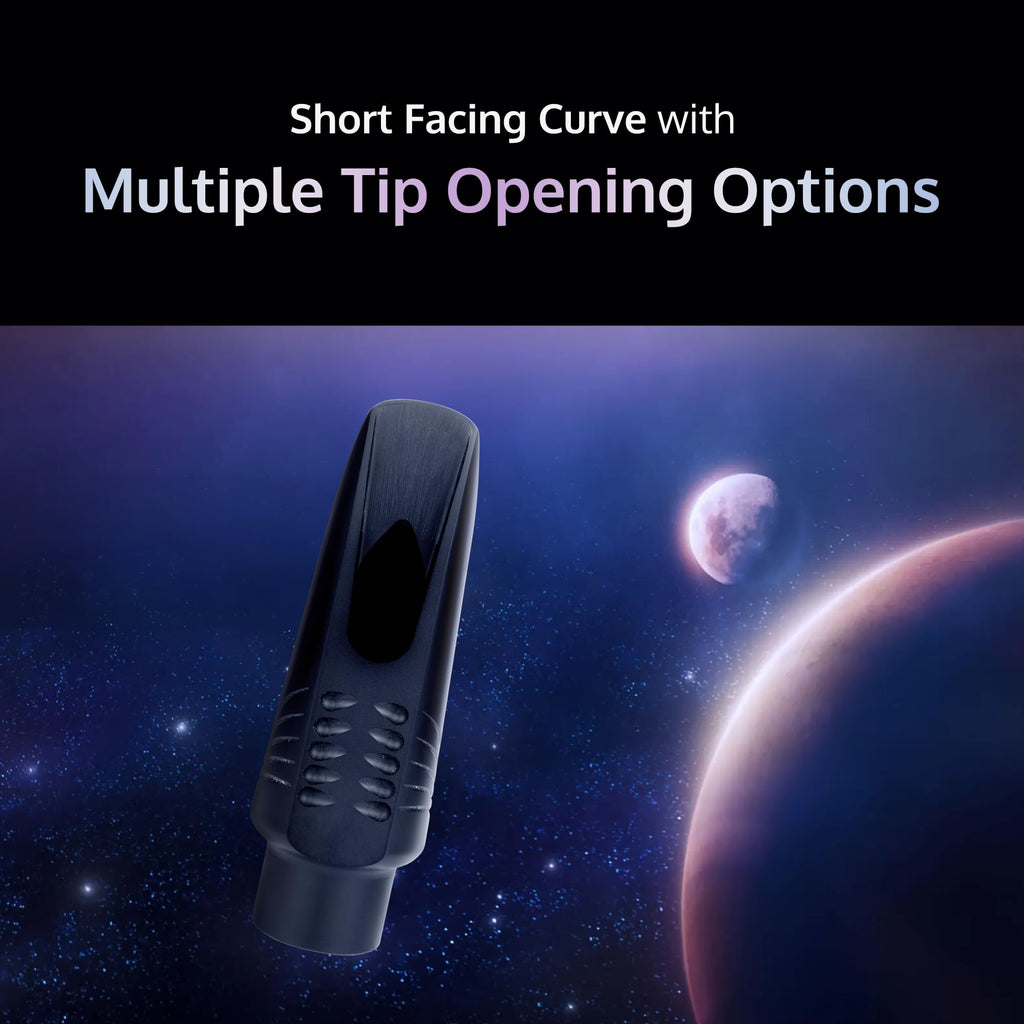 JodyJazz QUASAR™ Alto 9* Saxophone Mouthpiece Crafted with German Hard Rubber - Short Facing Curve with High Baffle, Bullet Chamber & Vibra Table™ Design - Black - Pack Of 1