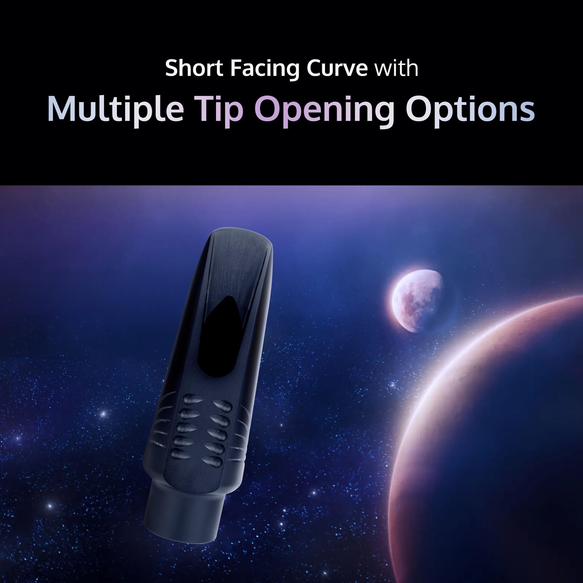 JodyJazz QUASAR™ Alto 9* Saxophone Mouthpiece Crafted with German Hard Rubber - Short Facing Curve with High Baffle, Bullet Chamber & Vibra Table™ Design - Black - Pack Of 1