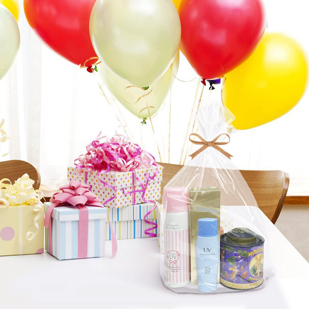 Morepack Large Cello/Cellophane Bags,30x 40 Inches Clear Basket Bags OPP Plastic Cellophane Wrap for Gift Baskets Packaging 20 Pieces (No Bow or Ribbon Included)