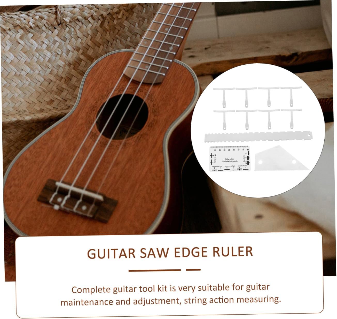 FAVOMOTO 12pcs Guitar Luthier Tool Kit String Action Ruler Radius Gauge Acoustic Electric Guitars Precision Measurement for Setup Repair