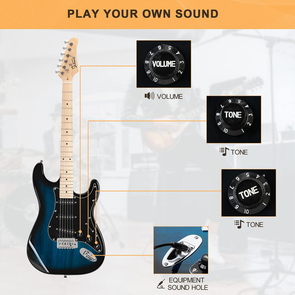 GLARRY Full Size Electric Guitar for Music Lover Beginner with 20W Amp and Accessories Pack Guitar Bag (GREEN, Left Handed 39")