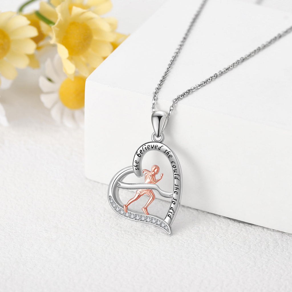 Sterling Silver S925 Ballet/Violinists/Gymnastics/Cello/Runner/Tennis/Piano/Artist Necklace Jewelry Gifts for Women Christmas Gift